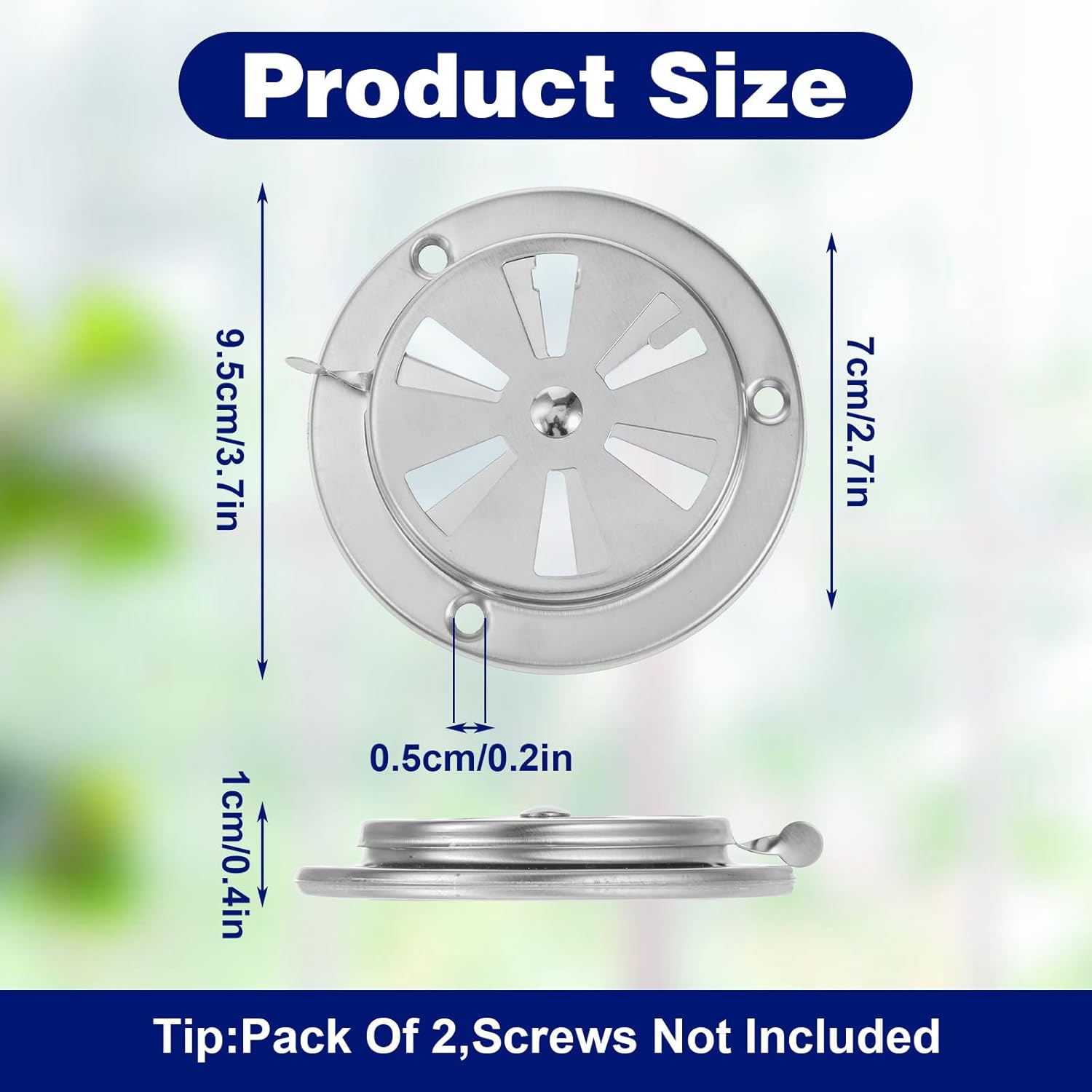 2 PCS BBQ Grill Smoker Air Vent Set, Adjustable Stainless Steel Grill Vent Damper for Controlling Airflow, BBQ Smoker Grilling Exhaust Smokers Replacement Parts for Grills, Stove and Smokers 95mm