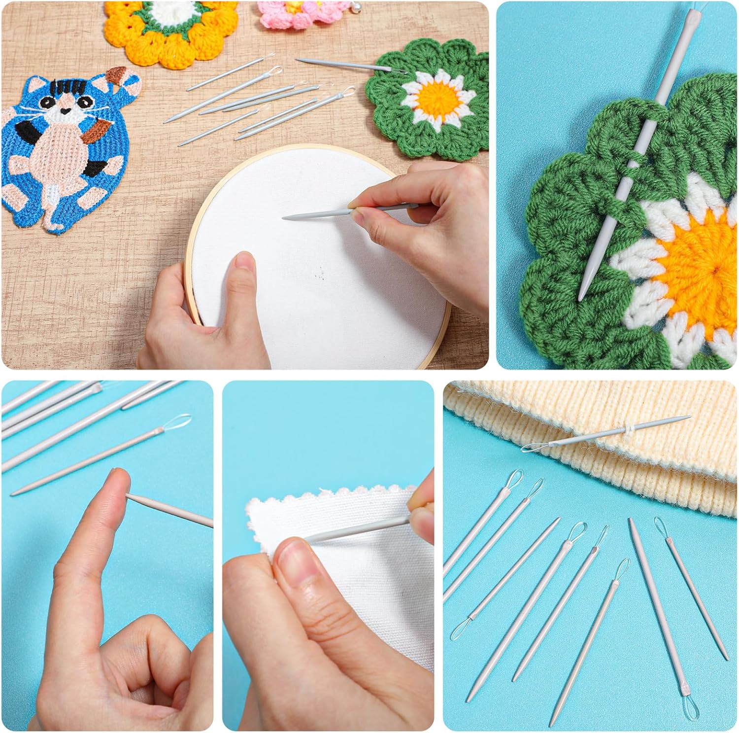 9 PCS Wool Yarn Needles, Darning Needle Nylon Thread Rope Threader Large Eye Tapestry Needle for Weave Hand Weaving Sweater Tools Accessories for Sewing Knitting Crochet Yarn Embroidery
