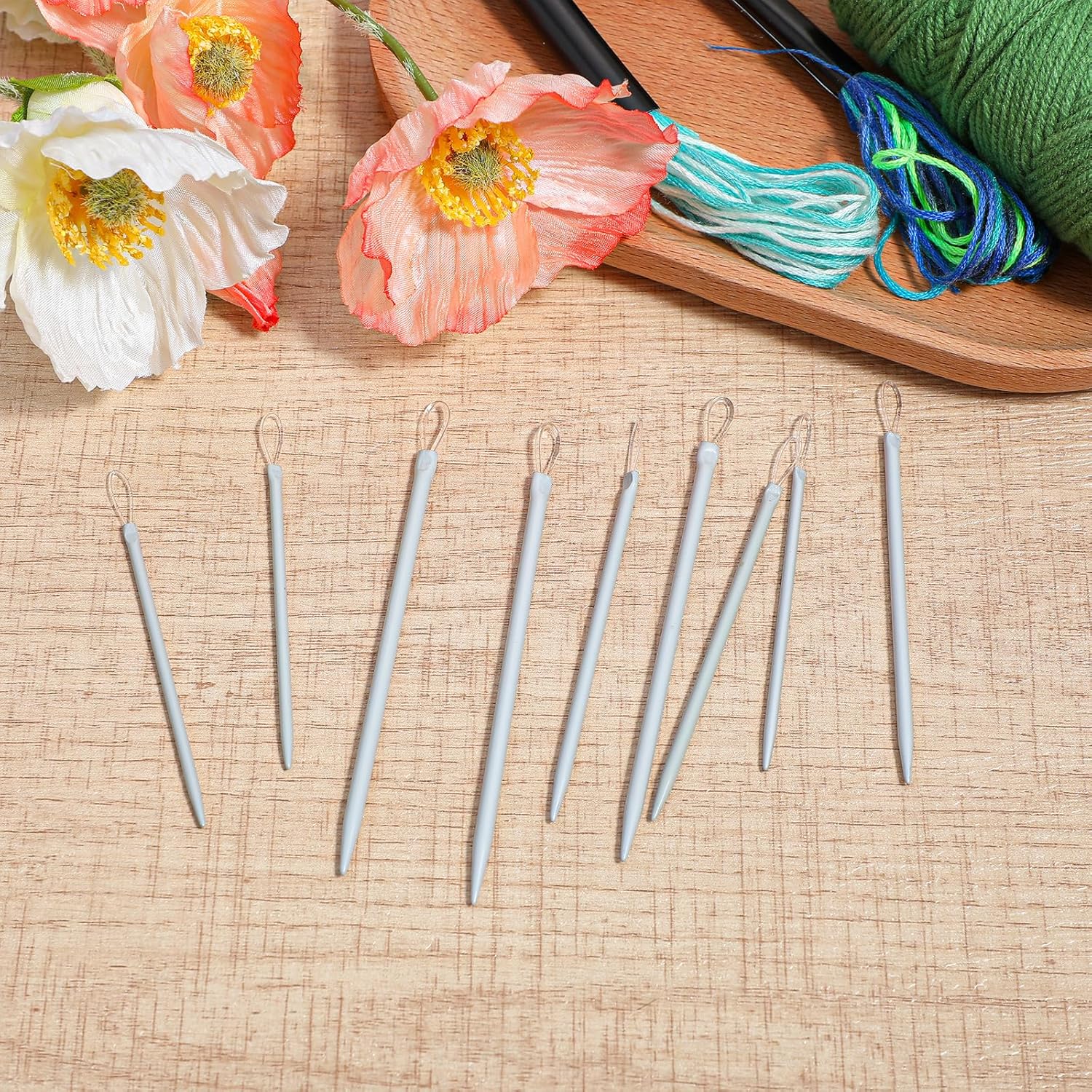 9 PCS Wool Yarn Needles, Darning Needle Nylon Thread Rope Threader Large Eye Tapestry Needle for Weave Hand Weaving Sweater Tools Accessories for Sewing Knitting Crochet Yarn Embroidery