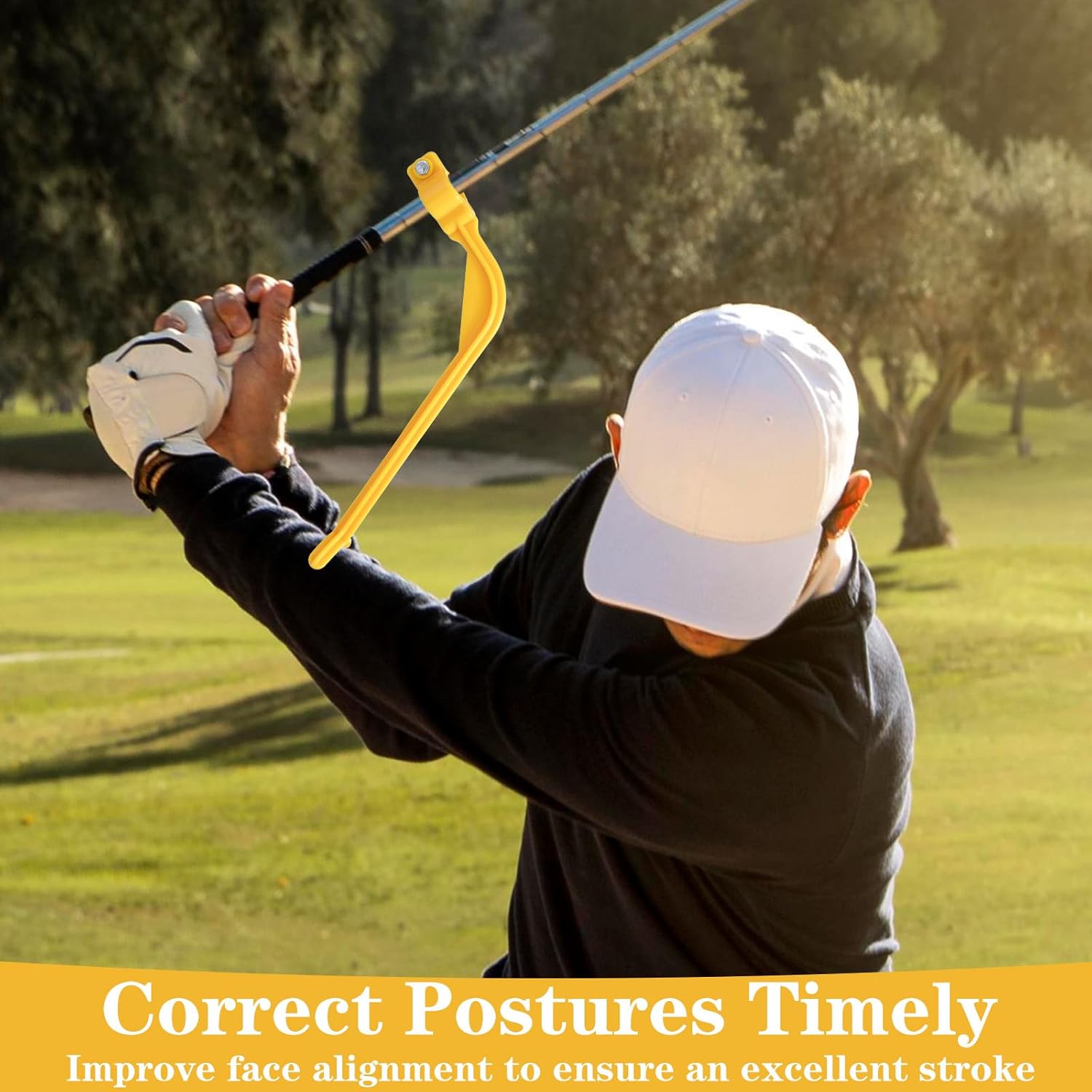 Xindojuz Golf Swing Training Aid, Golf Training Wrist Hinge Swing Correcting Trainer Tool, Stock Shot Setter Golfs Club Practice Equipment Arm Elbow Posture Teaching Accessory for Golfers Beginners