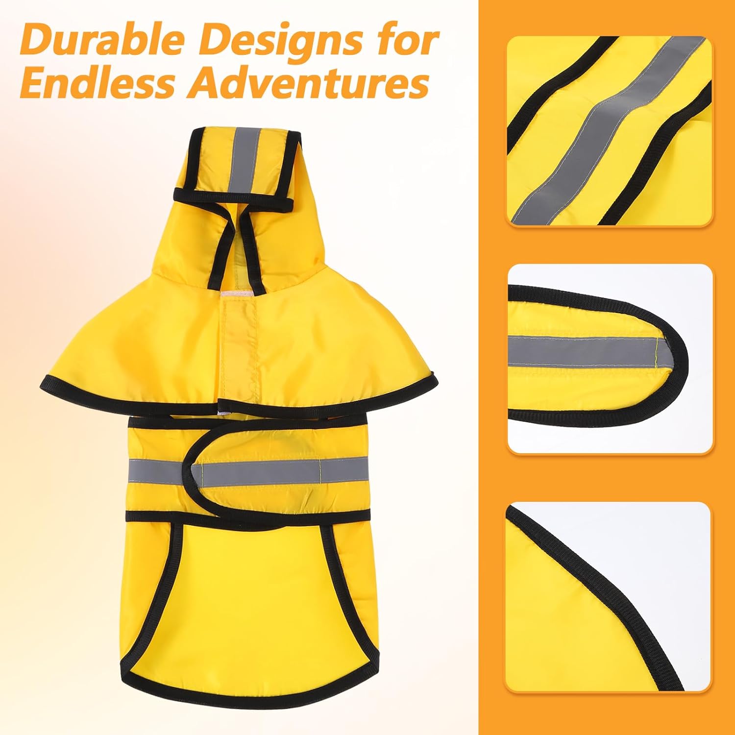 Dog Raincoat with Hood, Rain Jacket for Dogs Waterproof with Reflective Safety Hooded Slicker Poncho, Convenient Leash Hole & Adjustable Fit, Perfect for Small, Medium, and Large Dogs Yellow M Size