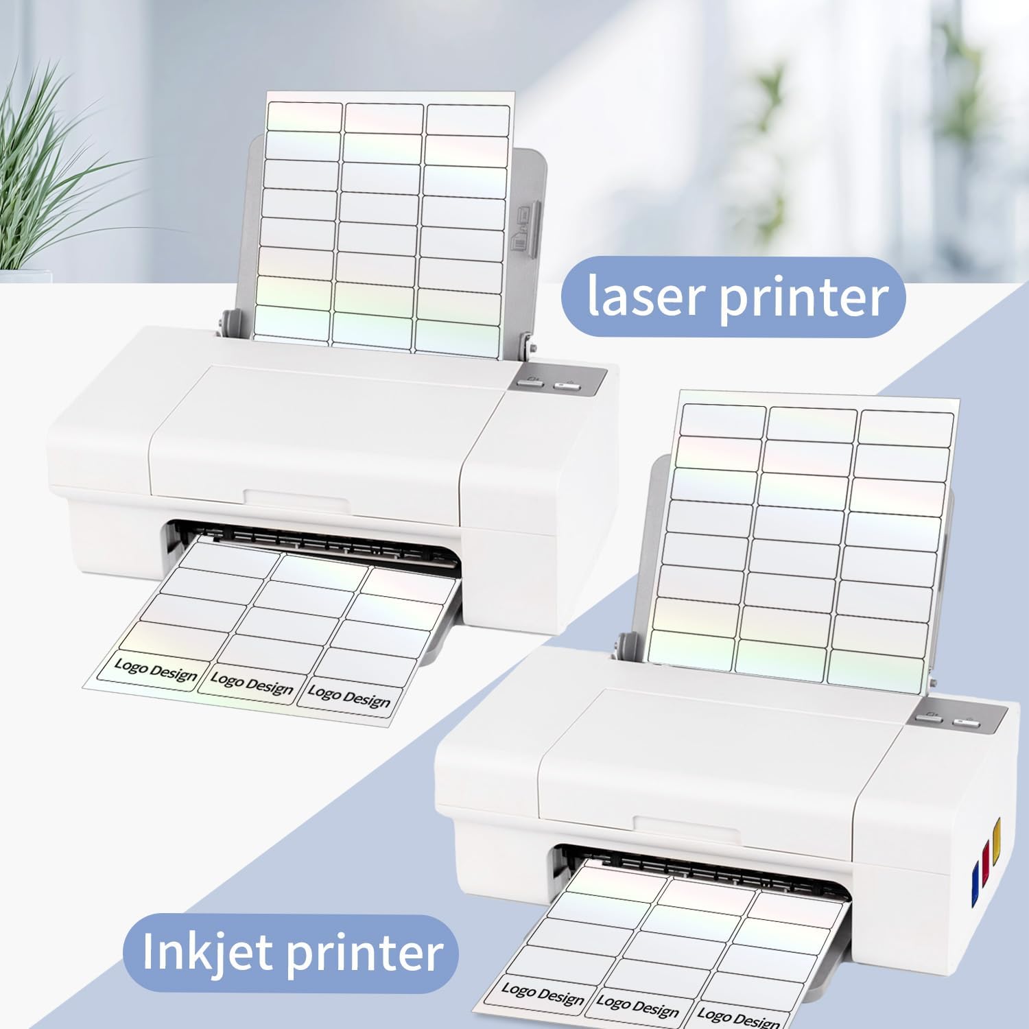 STARLIBOO Transparent Stickers Labels -1" x 2-5/8" Clear Address Labels Mailing Stickers for Laser/Inkjet Printer 8.5"×11"- 20 Sheet Clear Holographic
