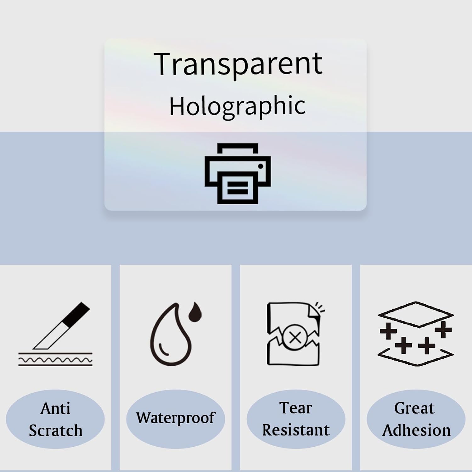 STARLIBOO Transparent Stickers Labels -1" x 2-5/8" Clear Address Labels Mailing Stickers for Laser/Inkjet Printer 8.5"×11"- 20 Sheet Clear Holographic