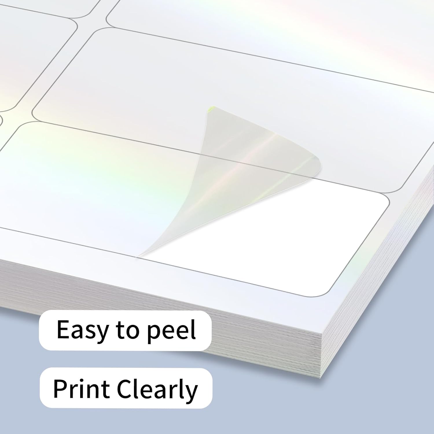 STARLIBOO Transparent Stickers Labels -1" x 2-5/8" Clear Address Labels Mailing Stickers for Laser/Inkjet Printer 8.5"×11"- 20 Sheet Clear Holographic
