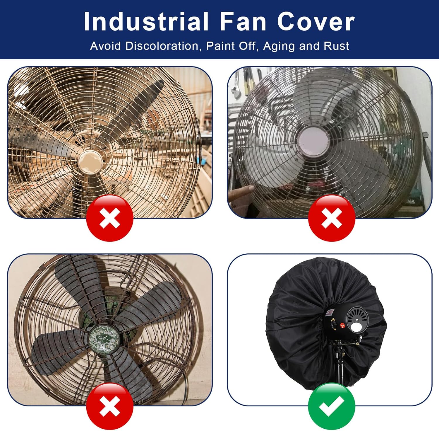 Industrial Heavy Duty Waterproof & Dustproof Fan Cover for 16-20" Stand Pedestal Fan, Wall Mount and Outdoor/Patio Use, Suitable for Indoor/Outdoor