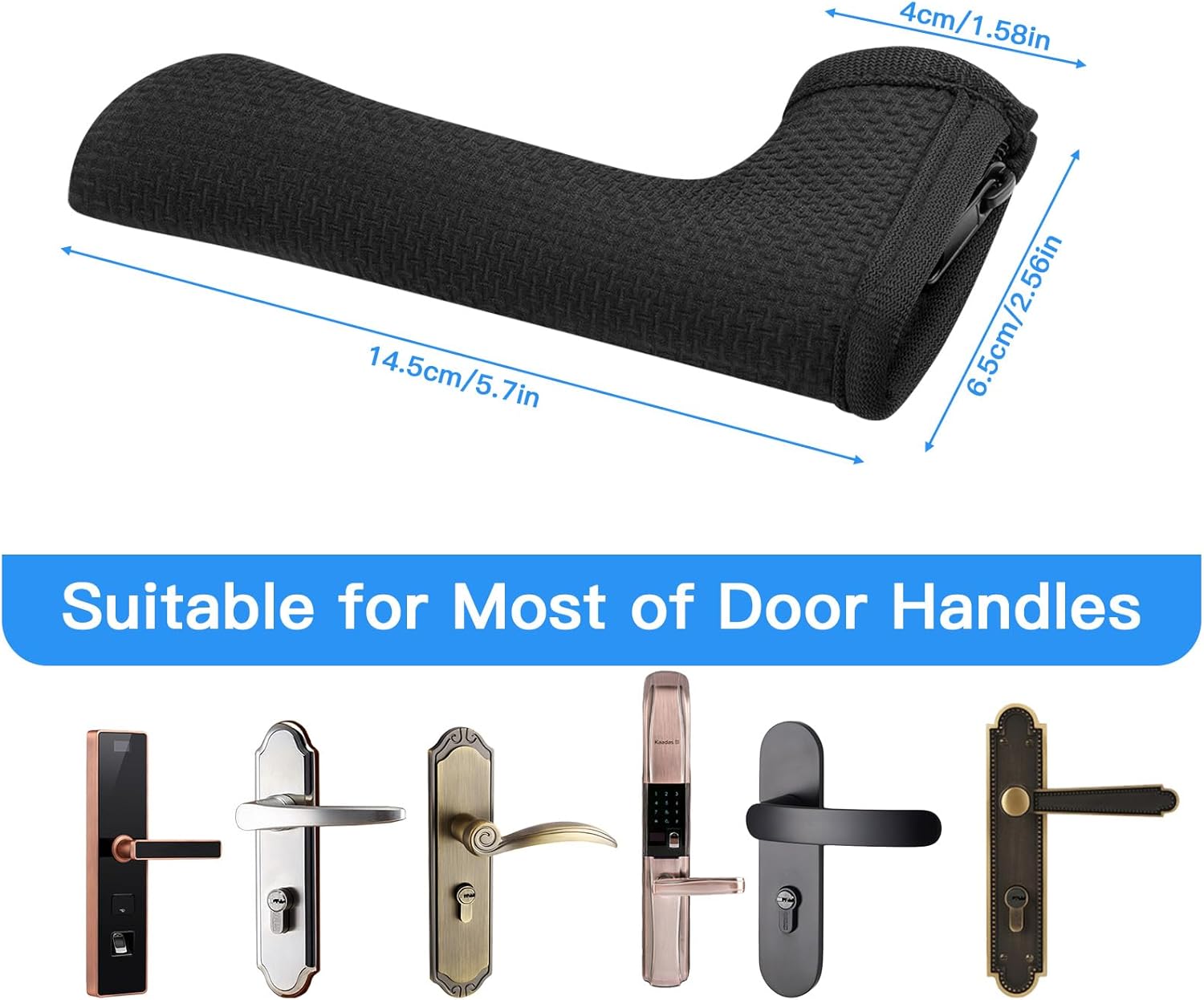 Homakover Door Handle Covers, Door Knob Covers for Summer Anti-Scald Hands, and Winter Antifreeze Hands, Door Knob Protector, Made of 2mm Neoprene 2 Pieces Black