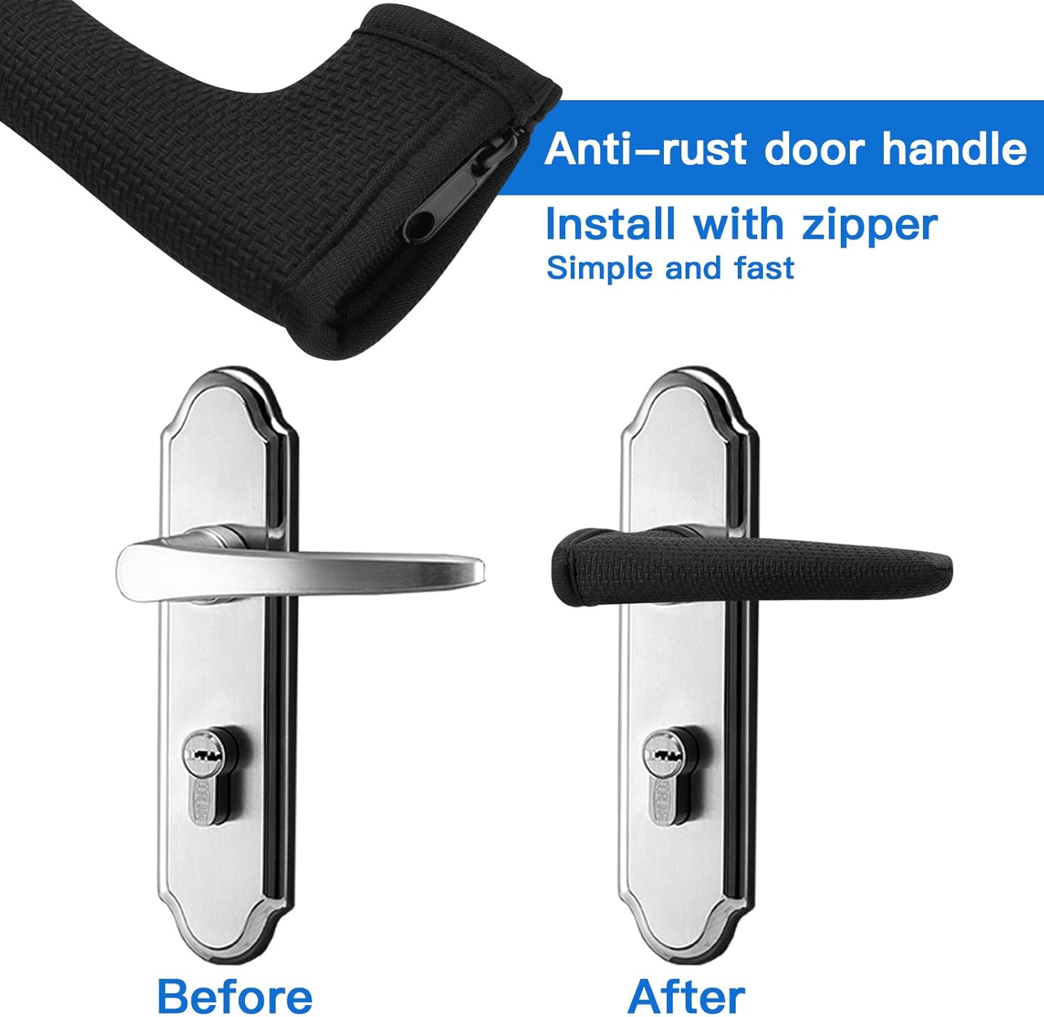 Homakover Door Handle Covers, Door Knob Covers for Summer Anti-Scald Hands, and Winter Antifreeze Hands, Door Knob Protector, Made of 2mm Neoprene 2 Pieces Black
