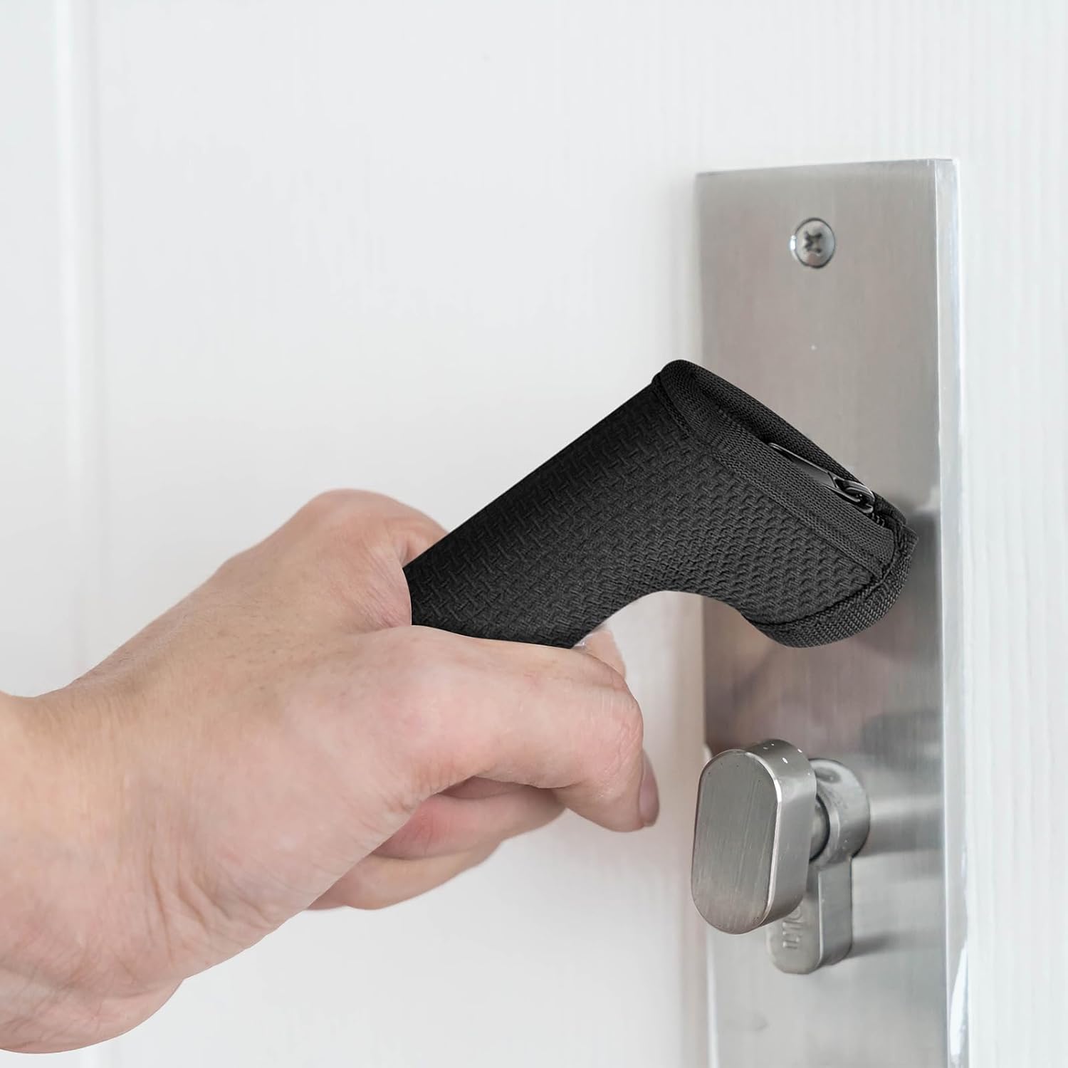 Homakover Door Handle Covers, Door Knob Covers for Summer Anti-Scald Hands, and Winter Antifreeze Hands, Door Knob Protector, Made of 2mm Neoprene 2 Pieces Black