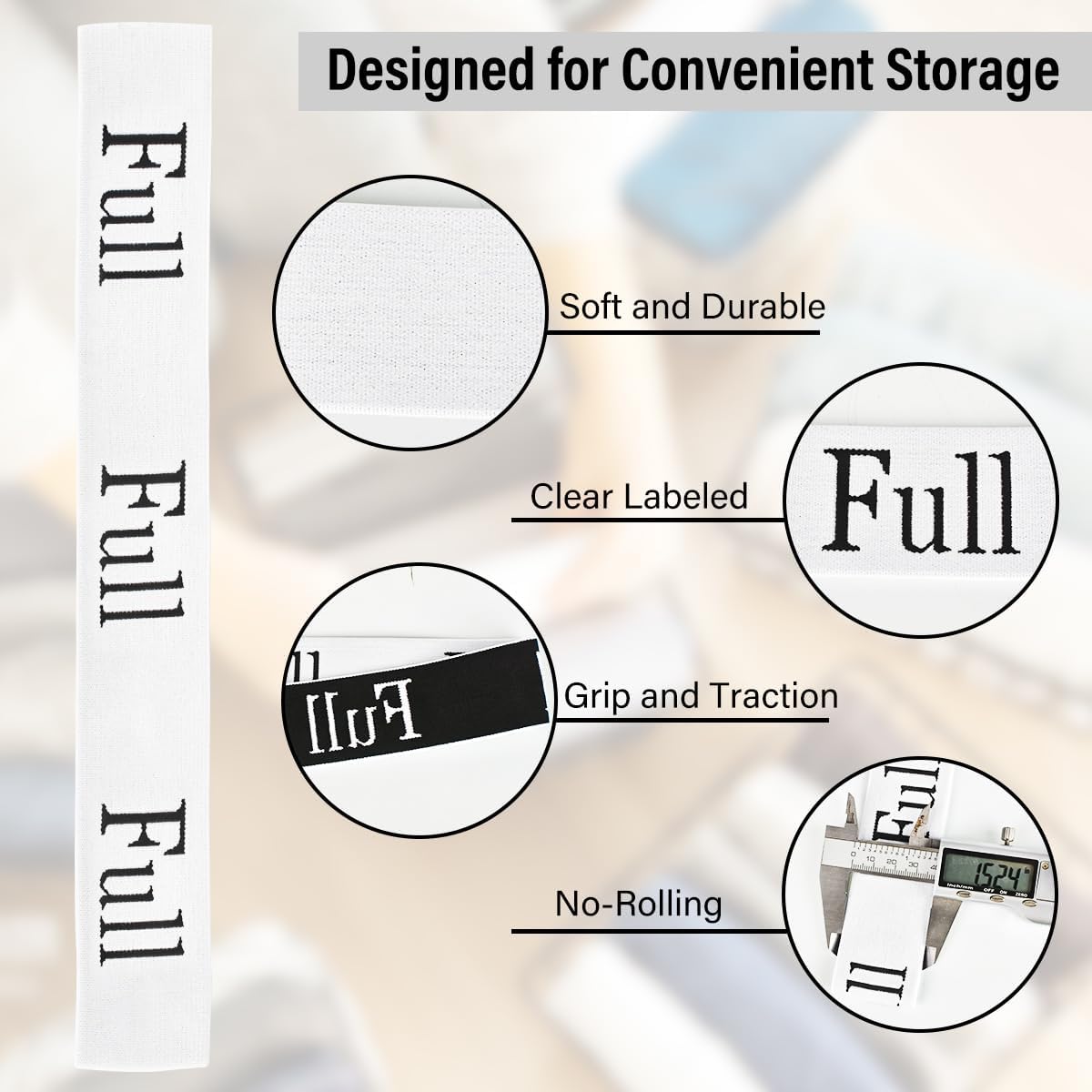 CONLI 8 Pack Bed Sheet Organizer Straps Sheet Organizer Bands for Closet,Storage Label Bands,Flexible Elastic Band for Sheet Maximize Your Storage Space Full
