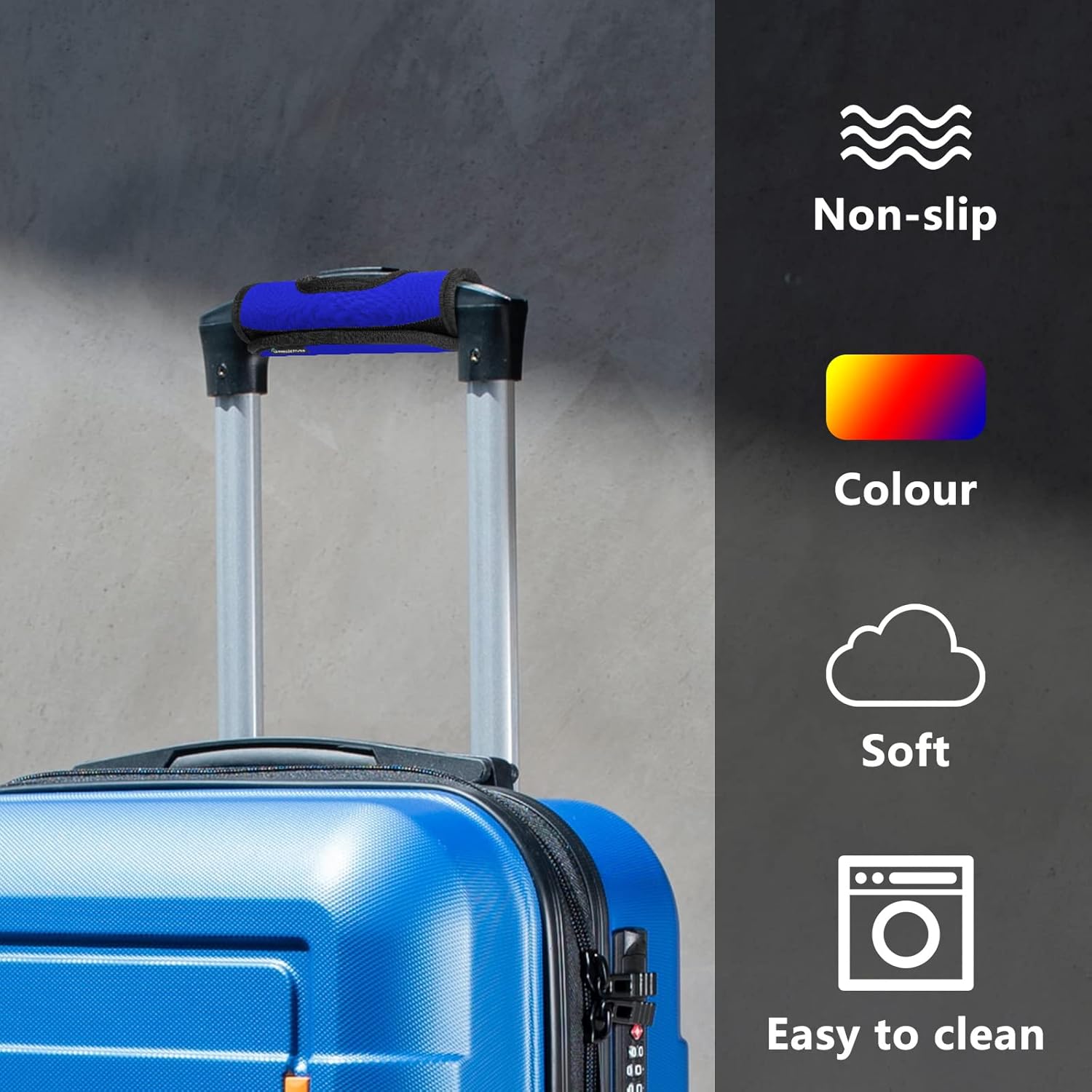 5 Pcs Neoprene Large Luggage Handle Wrap Handle Grip Luggage Tags Identifier Hollow Design for Push-Button, Bright Luggage Markers for Airport Travel Luggage Suitcase Trolley Case 5color, 5.5x7Inch
