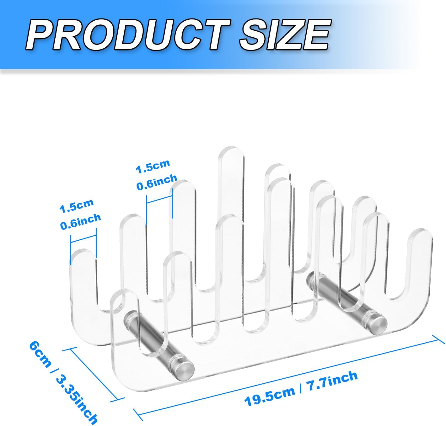 Clear Acrylic Coaster Holder, 6 Grids Anti Slip Coaster Organizer Perfect for Square or Round Coaster Sets, Hold 6 Coasters Holder Only