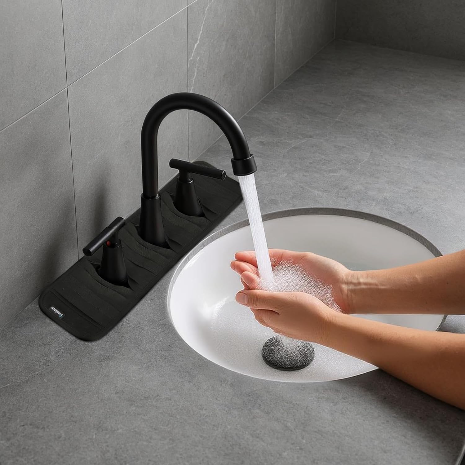 Faucet Mat for Bathroom Sink - Easy to Clean, Anti-Slip Splash Guard with Fast Drying Properties - Protective Sink Tray Ideal for Stone Sinks in Bathroom & Kitchen