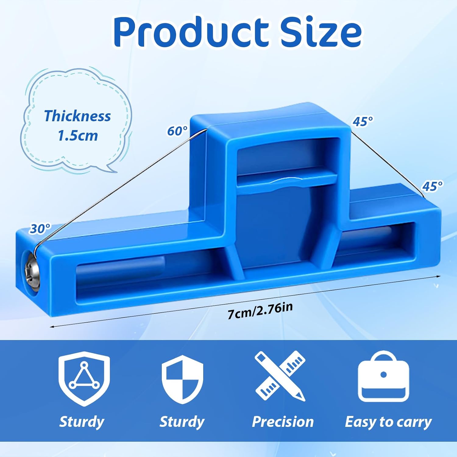Xindojuz Angle Cutting Clay Tool, Steel Wire Bevel Cutter Small Pottery Angle Clay Trimming Tools Plastic Ceramic Wire Small Pottery Cutter for Ceramics and Sculpting Blue, 2.76×1.1×0.59 Inch