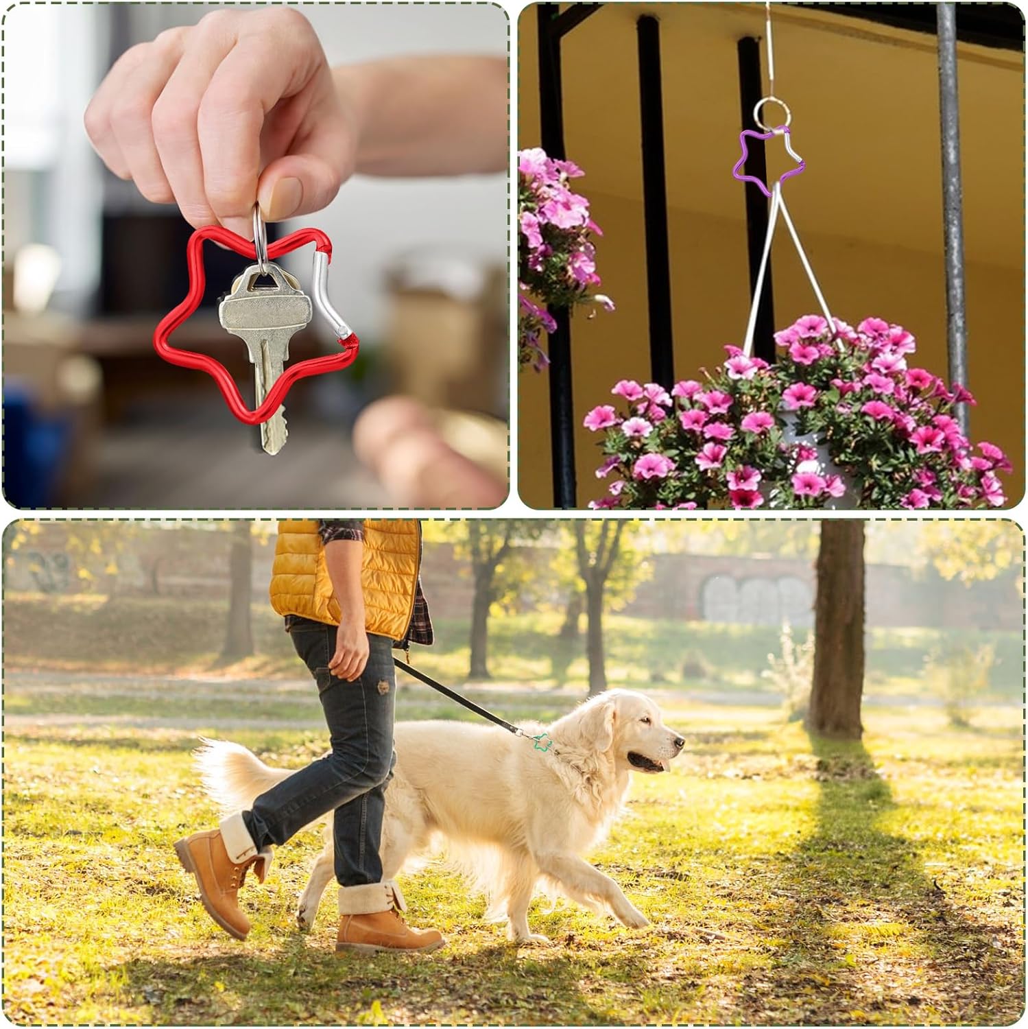 Xindojuz 10 PCS Aluminum Star Shape Carabiner Clip, Multicolor Spring Snap Hook Star Shaped Carabiner Keyring Holder Carabiners Keychain Outdoor Accessories for Camping, Hiking, Traveling 1.8 Inch