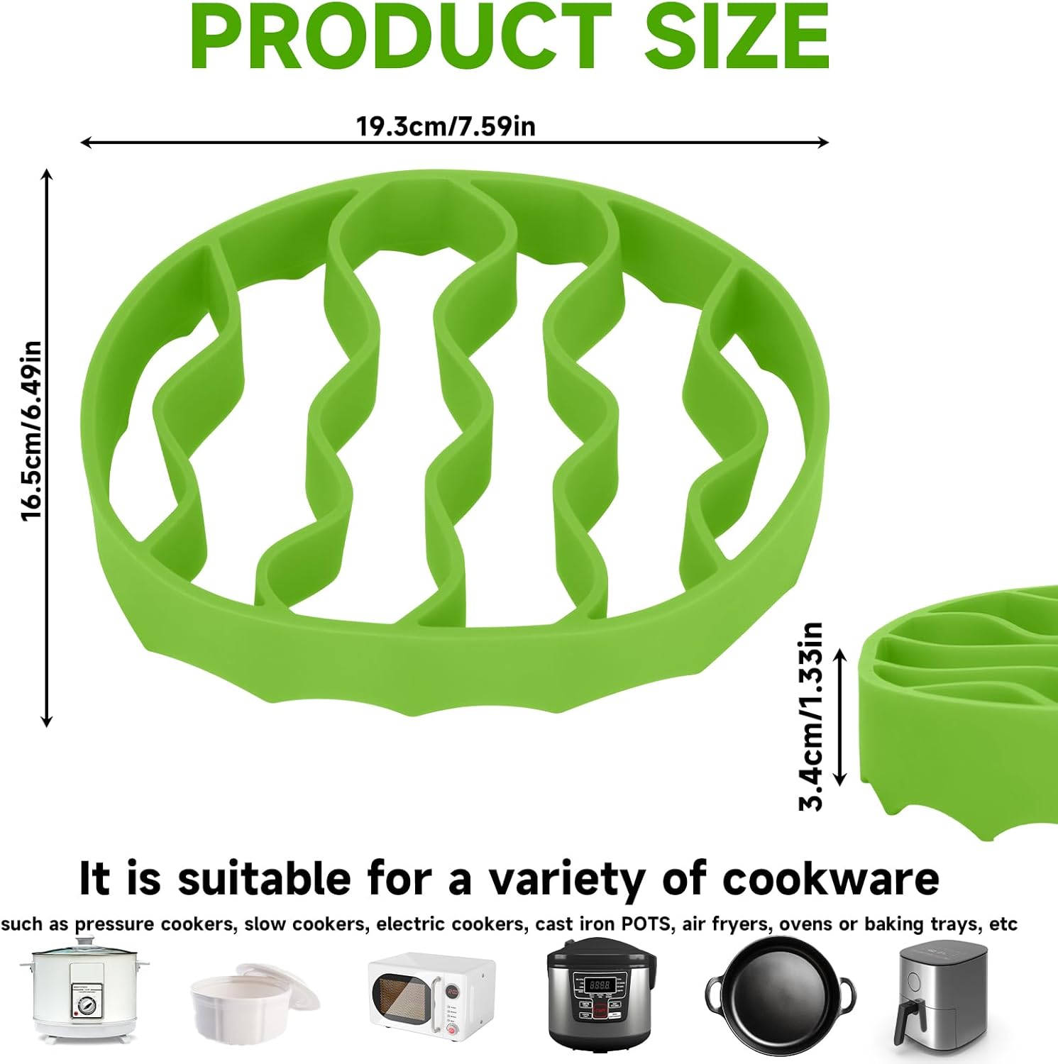 Silicone Roasting Rack, Silicone Cooker Rack Kitchen Cooking Accessories for Baking Cooking Steaming Cooling Green