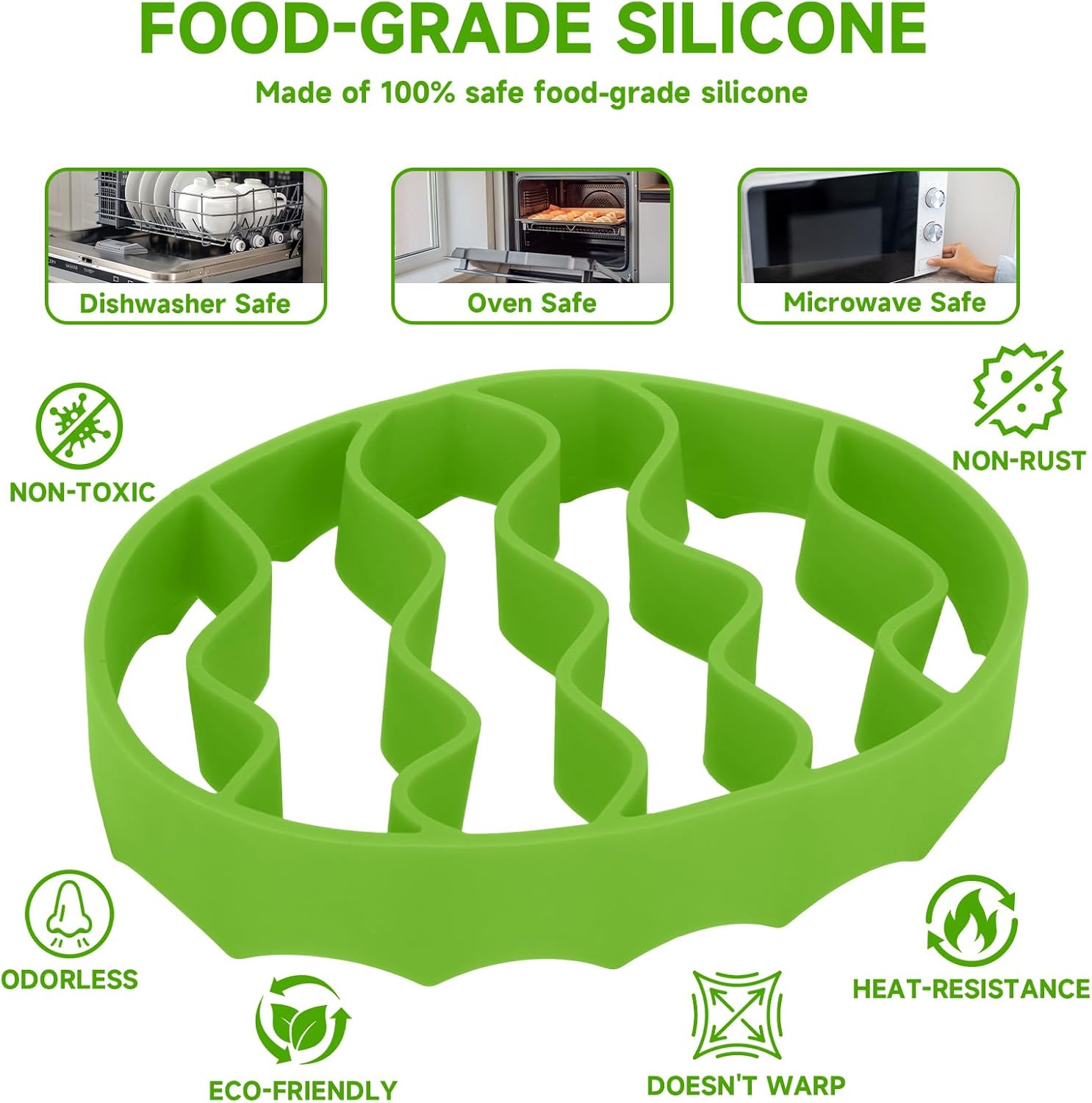 Silicone Roasting Rack, Silicone Cooker Rack Kitchen Cooking Accessories for Baking Cooking Steaming Cooling Green