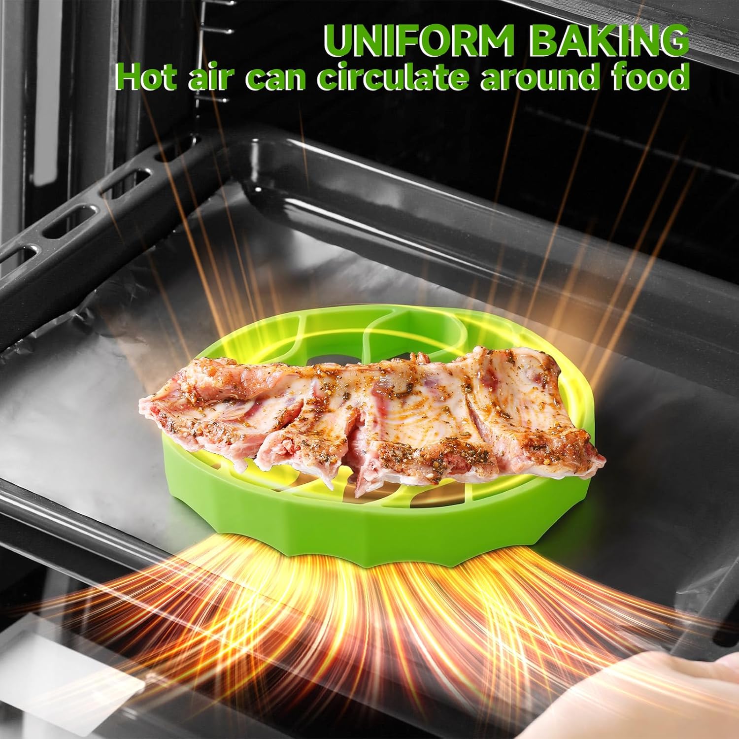 Silicone Roasting Rack, Silicone Cooker Rack Kitchen Cooking Accessories for Baking Cooking Steaming Cooling Green