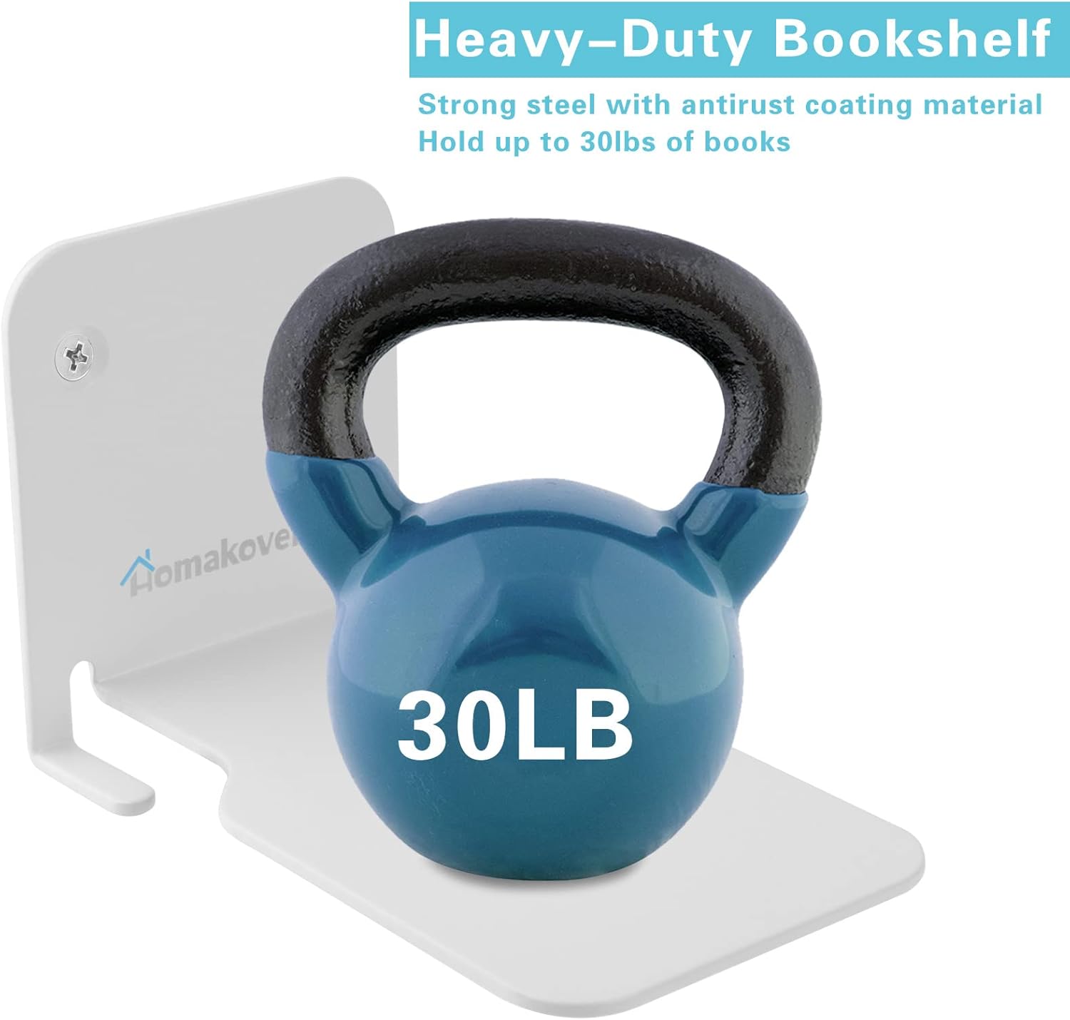 Homakover Invisible Floating Bookshelves, Heavy-Duty Book Organizers, Wall Mounted Bookshelf, Iron Storage Shelves for Bedroom, Living Room, Office Small 2 Pieces, White