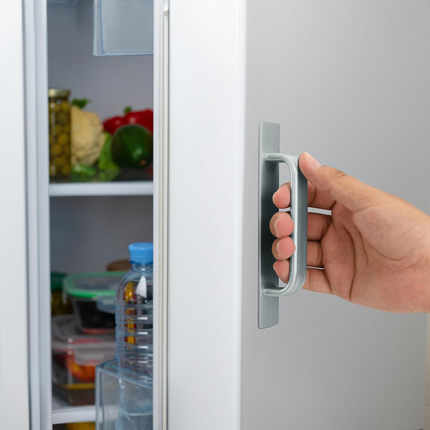 Homakover 1 Pair Refrigerator Door Handle with Adhesive Tape, Replacement Fridge Pull Handle for Fridge, Microwave ovens, dishwashers, Washing Machines, dryers, Metal Garage Door Grey, 5.9Inch