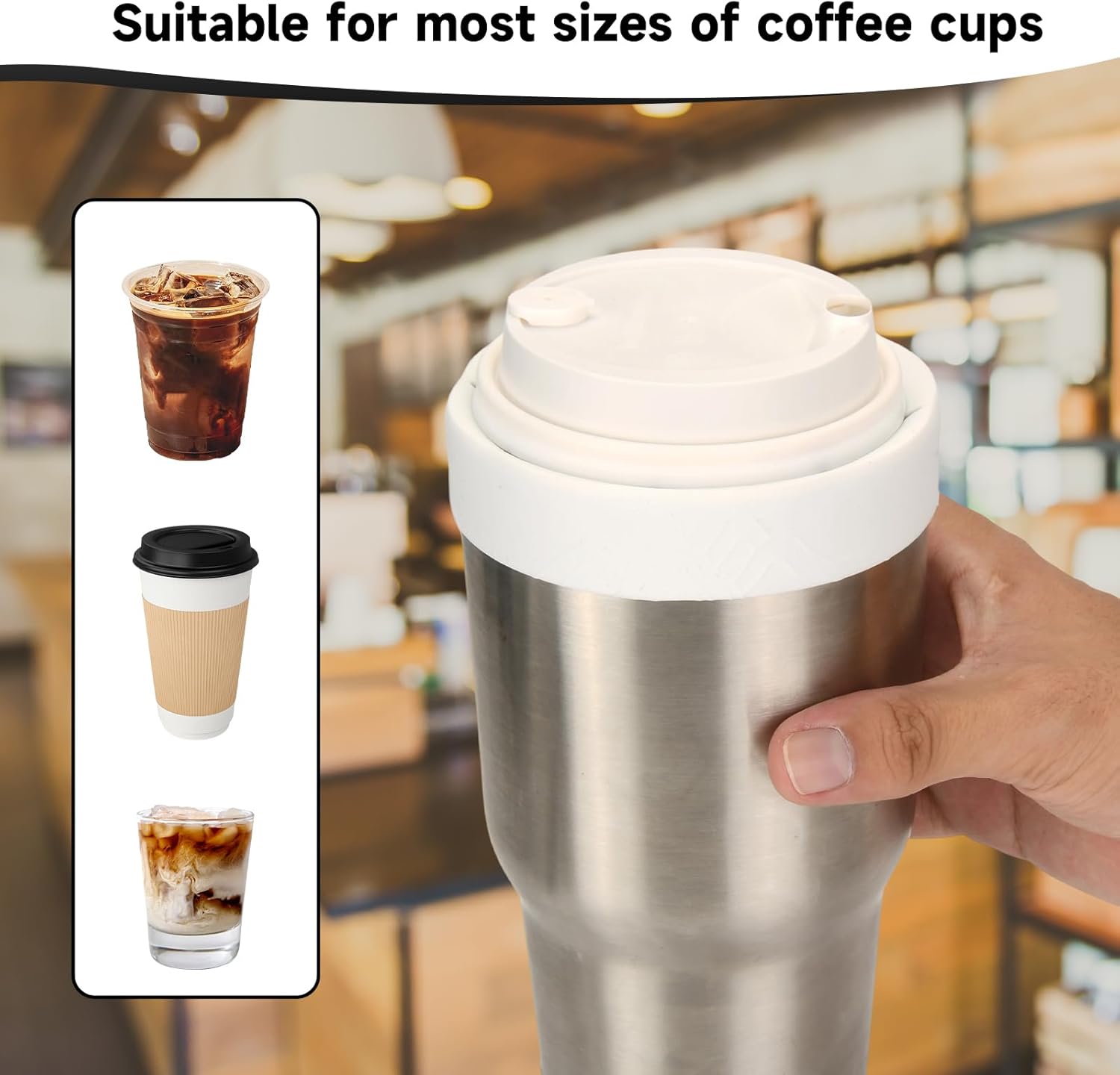 Silicone Ring for 30 & 40 oz Stainless Steel Tumbler,Reusable Iced Coffee Cup Ring,Durable Drink Sleeve for Cold Beverages, Leak-Proof Lid for Iced Coffee,Hot Drinks White x 2