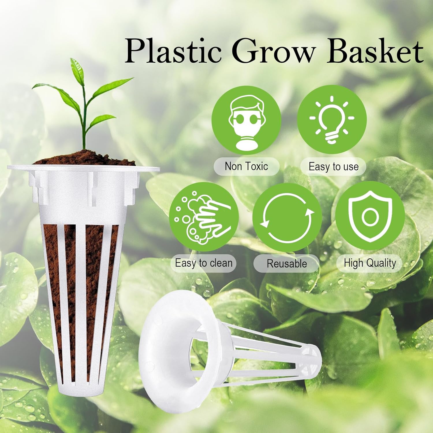 Cunhill 100 Pcs Hydroponic Growing Kit Include 50 Pcs Plant Replacement Basket Containers and 50 Pcs Seed Pot Label Compatible with Hydroponic Growing System 0.5 Inch,White
