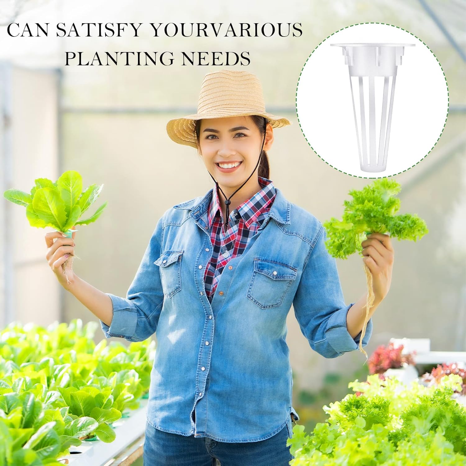 Cunhill 100 Pcs Hydroponic Growing Kit Include 50 Pcs Plant Replacement Basket Containers and 50 Pcs Seed Pot Label Compatible with Hydroponic Growing System 0.5 Inch,White