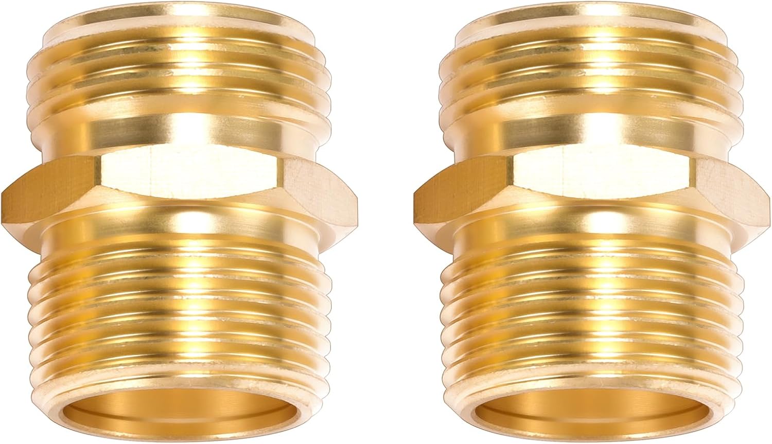 2 Pack 3/4" GHT to 3/4" NPT Male Connector, Brass Garden Hose Fitting, Male Hose Adapter