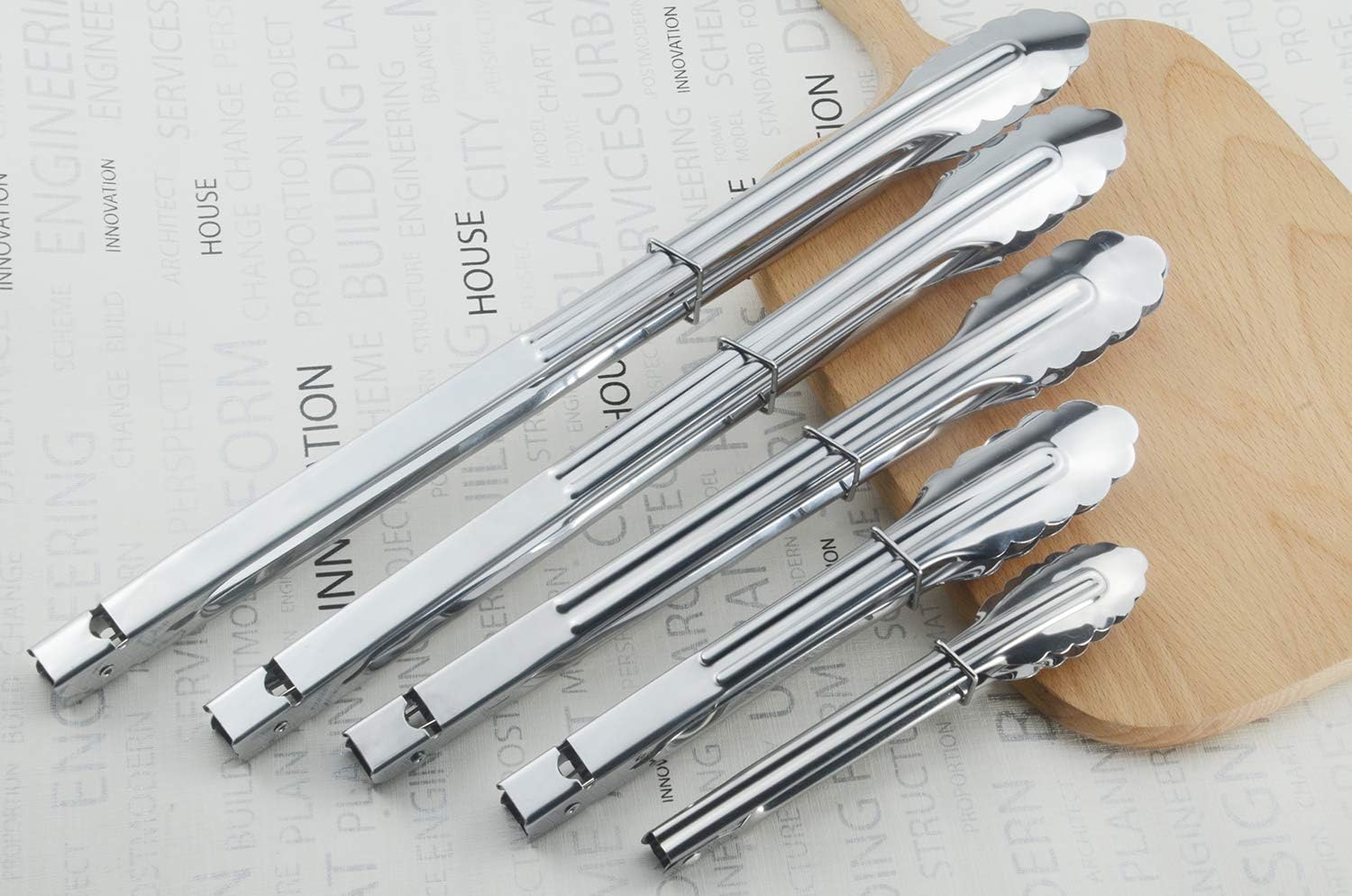 Stainless Steel Serving Tongs Grilling Tongs for Cooking Camping Barbecue 12-Inch 3 Pieces