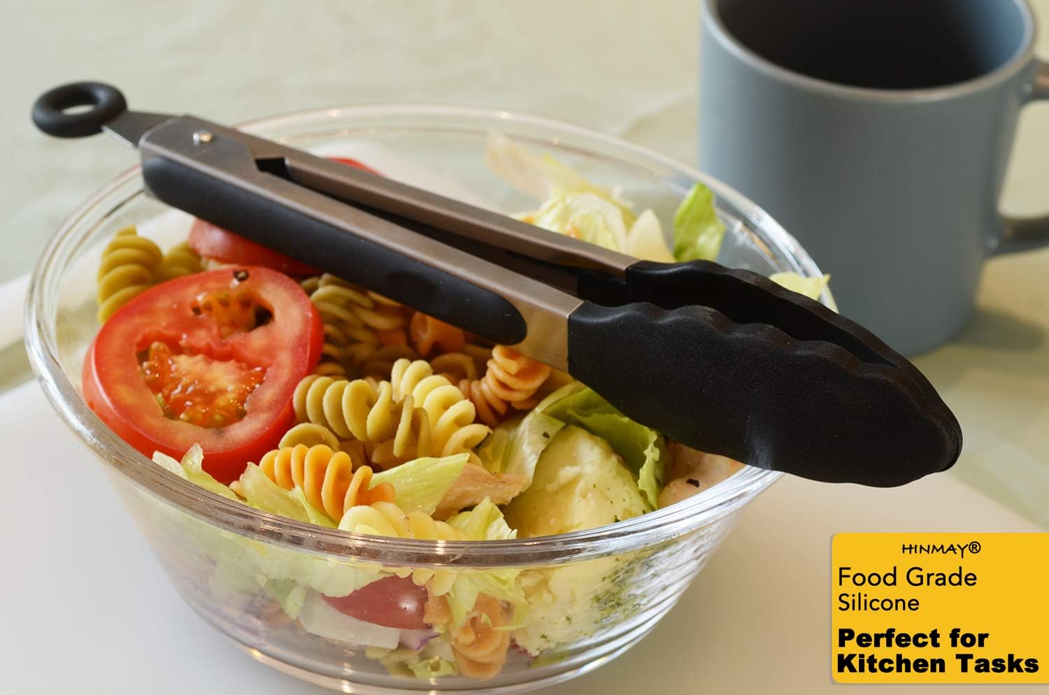 Serving Tongs 9-Inch Cooking Tongs with Silicone Tips, Set of 3 Black
