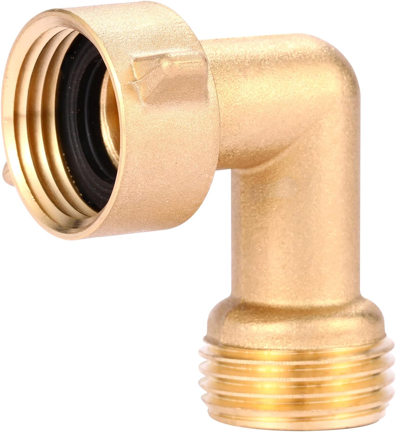 2 Pack Garden Hose Elbow Connector 90 Degree, 3/4" Heavy Duty Brass Adapter With 4 O-rings, Solid Brass Garden Hose Elbow