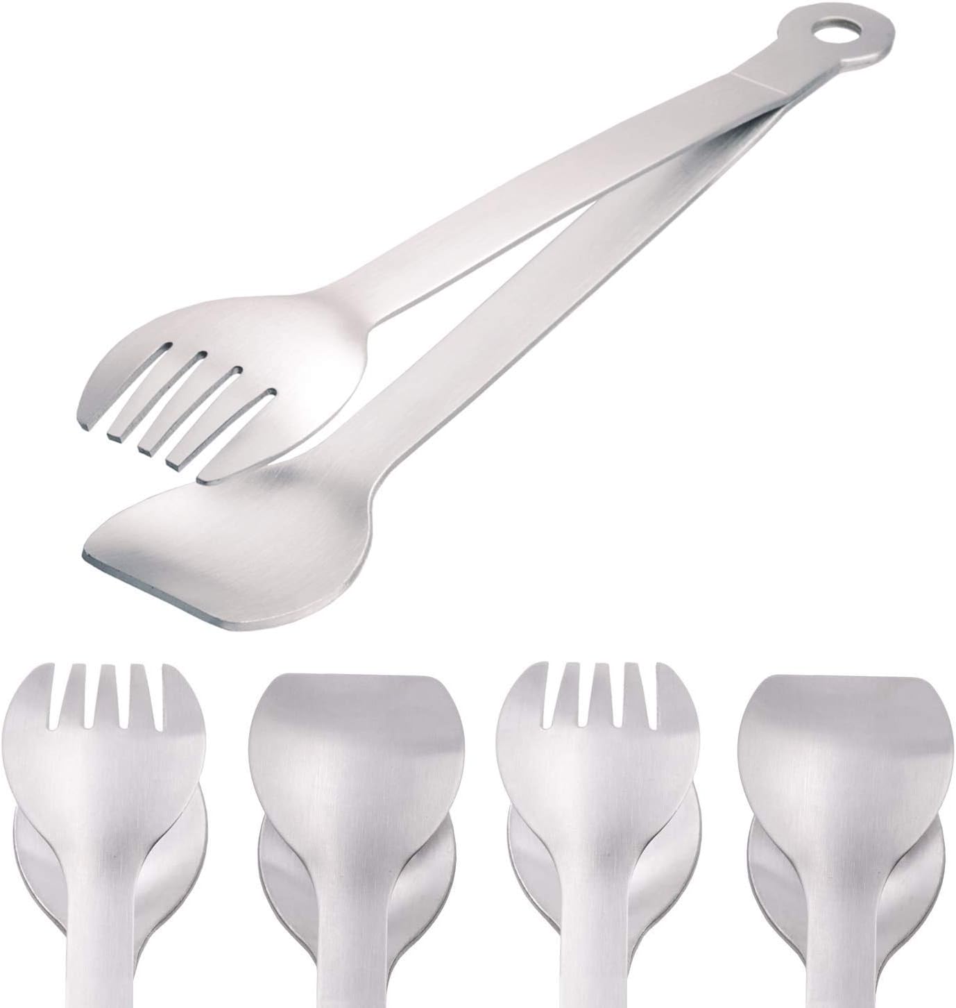 Small Serving Tongs 6-Inch Stainless Steel Mini Appetizer Tongs, Set of 4 Brushed