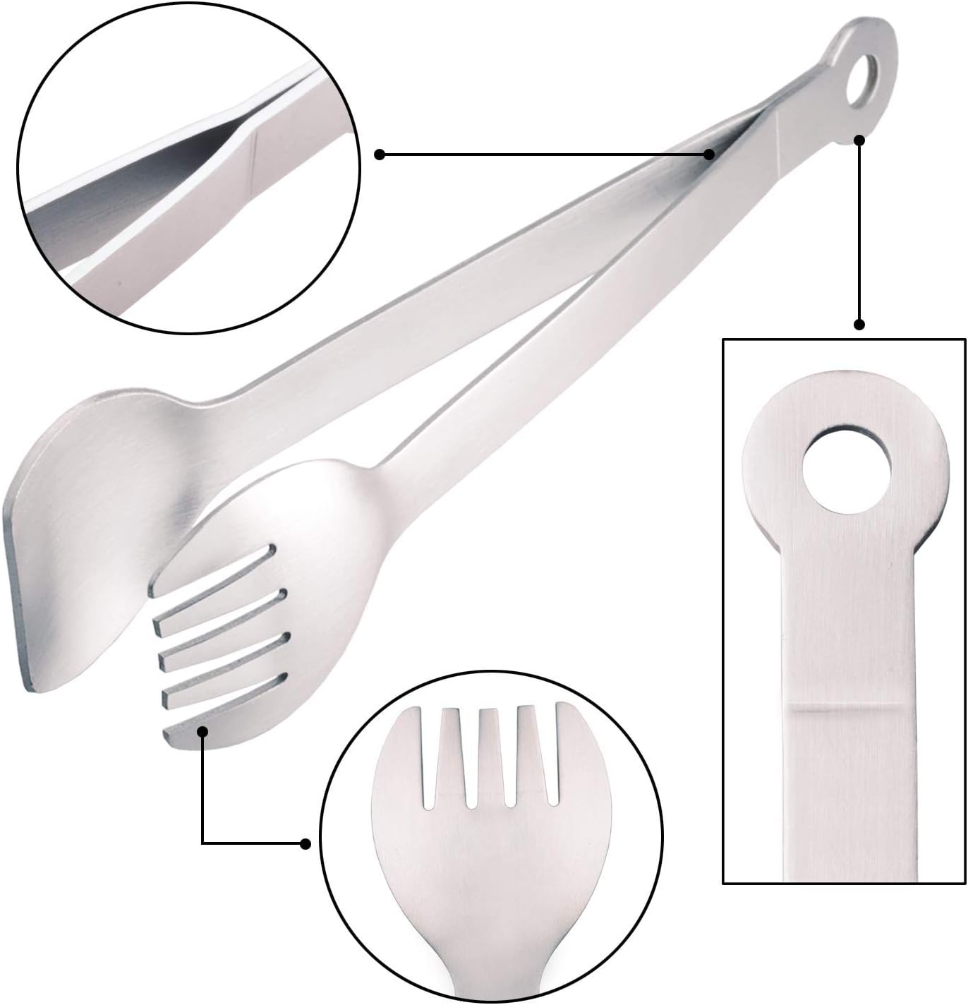 Small Serving Tongs 6-Inch Stainless Steel Mini Appetizer Tongs, Set of 4 Brushed