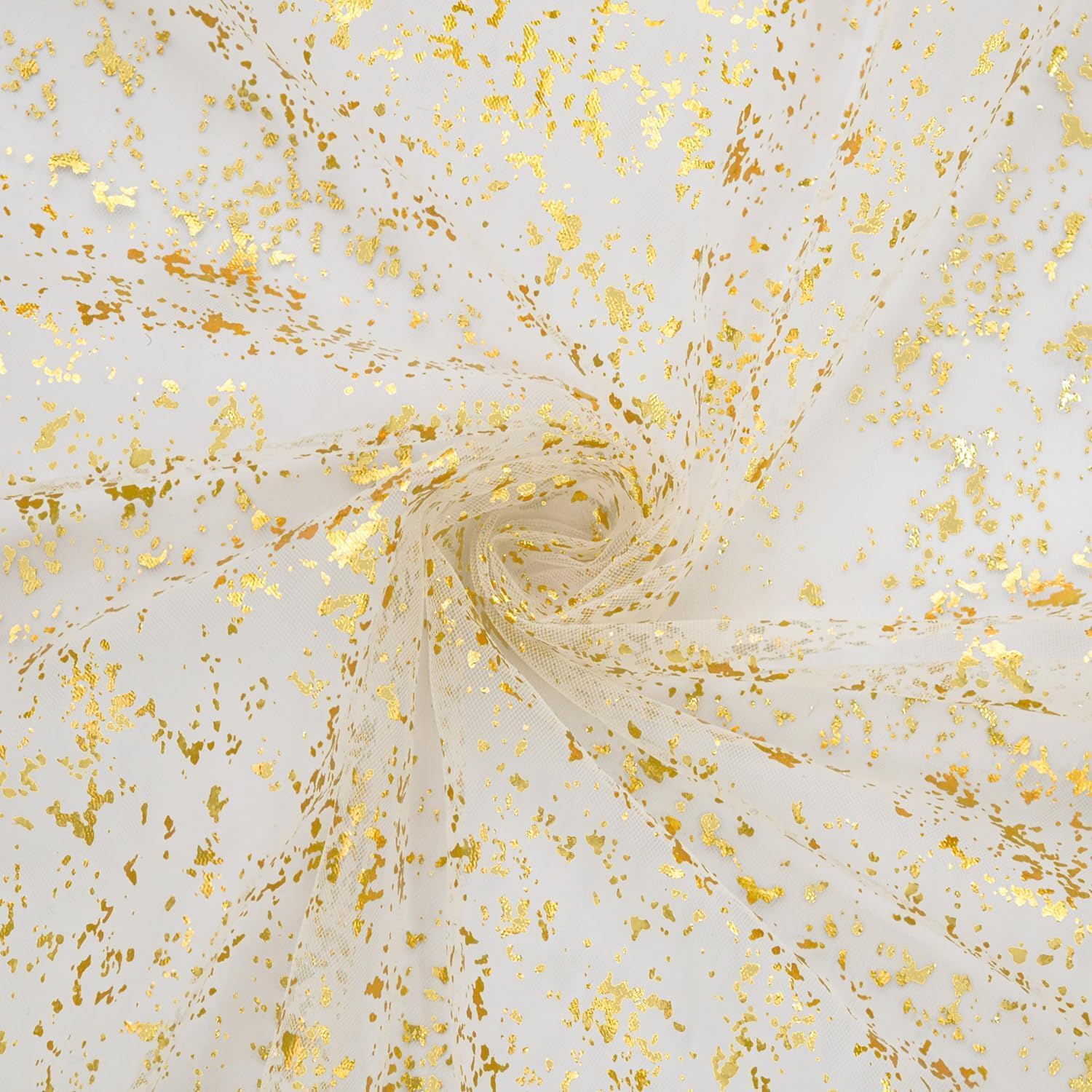 Beige Gold Gauze Table Runner 120 Inch 10FT, Glitter llic Foil Sheer Dining Wedding Anniversary Holiday Birthday Table Decor for Home Party