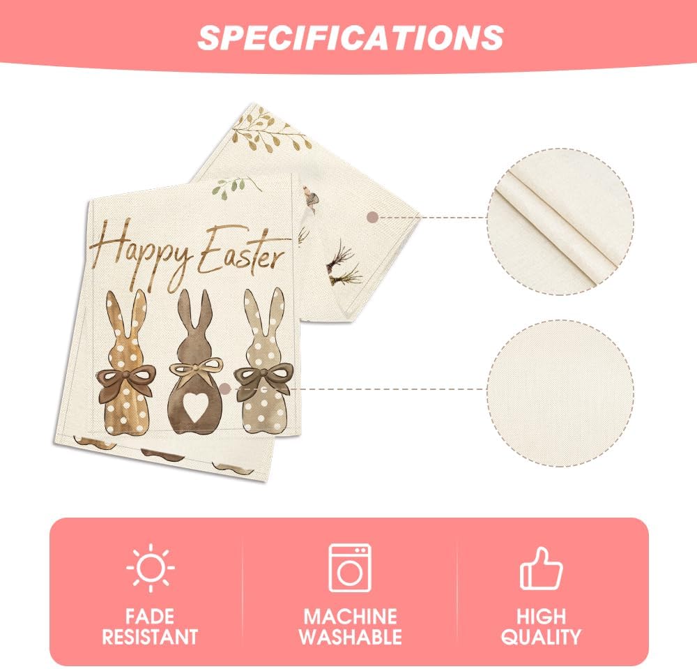 Carrots Rabbit Bunny Happy Easter Table Runner, Spring Summer Seasonal Holiday Kitchen Dining Table Decoration for Indoor Outdoor Home Party Decor 13 x 72 Inch