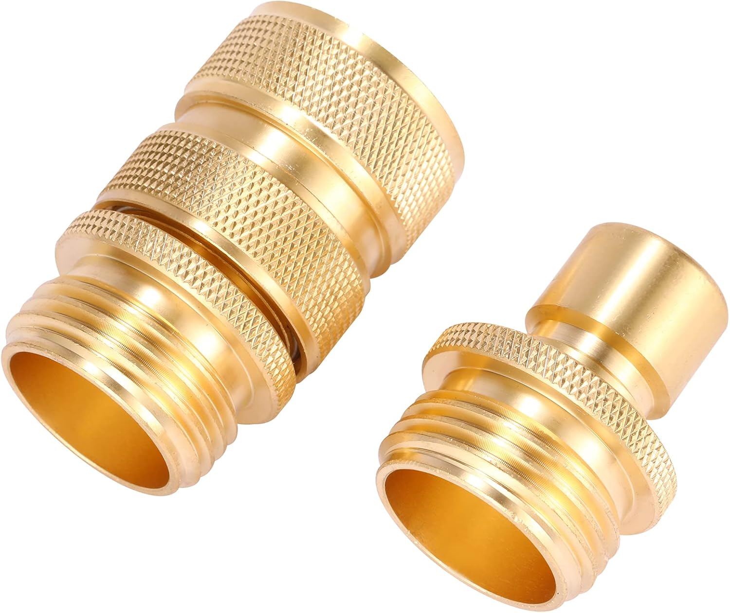 3/4 Inch Brass Garden Hose Fitting Quick Connector Male and Female Set, 2 Set