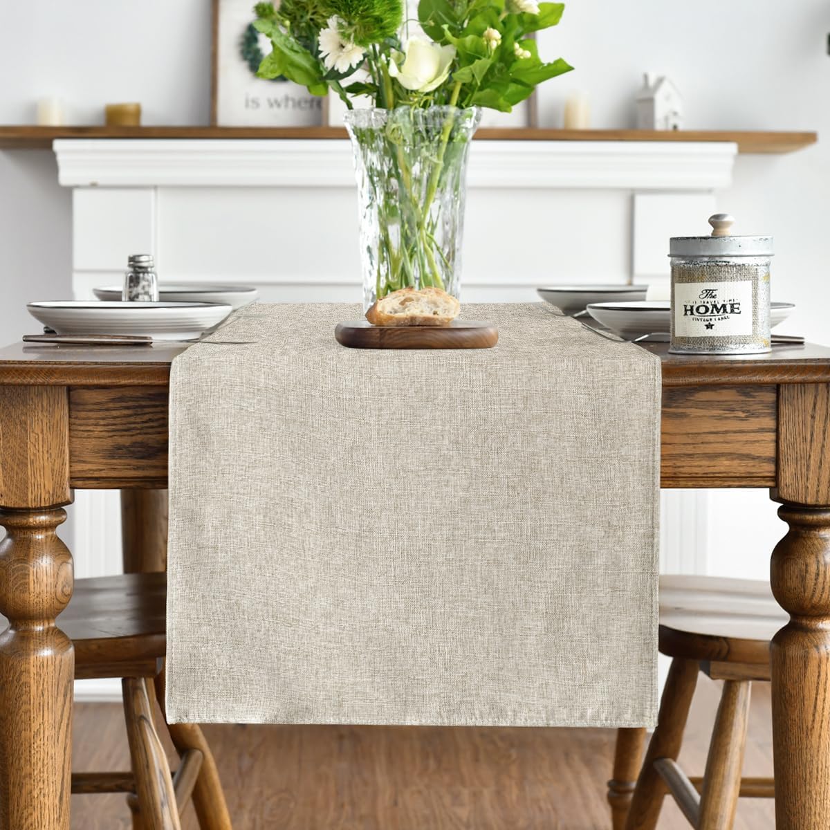 Light Brown Table Runner, Seasonal Fall Washable Kitchen Dining Table Decoration for Home Party Decor 13x72 Inch
