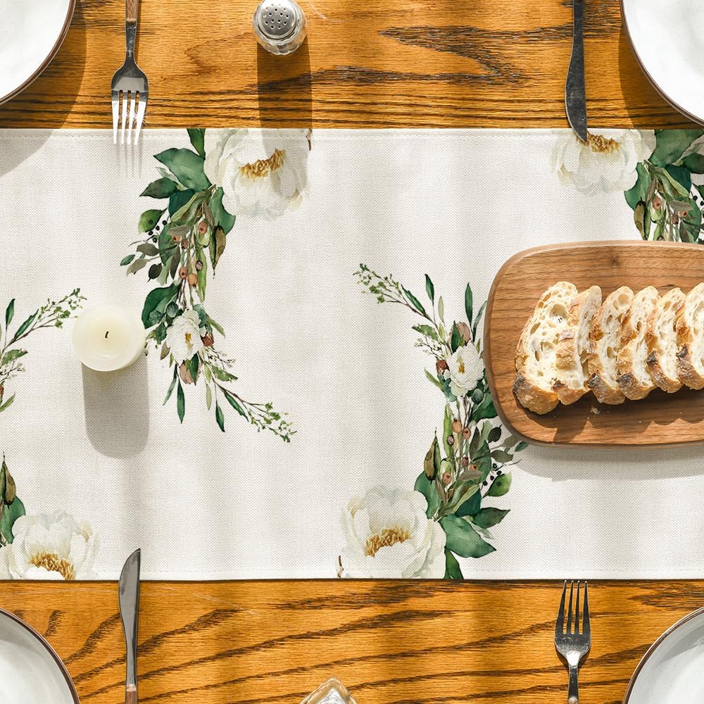 Hexagram Flowers Passover Table Runner, Jewish Spring Seasonal Holiday Kitchen Dining Table Decoration for Indoor Outdoor Home Party Decor 13 x 72 Inch