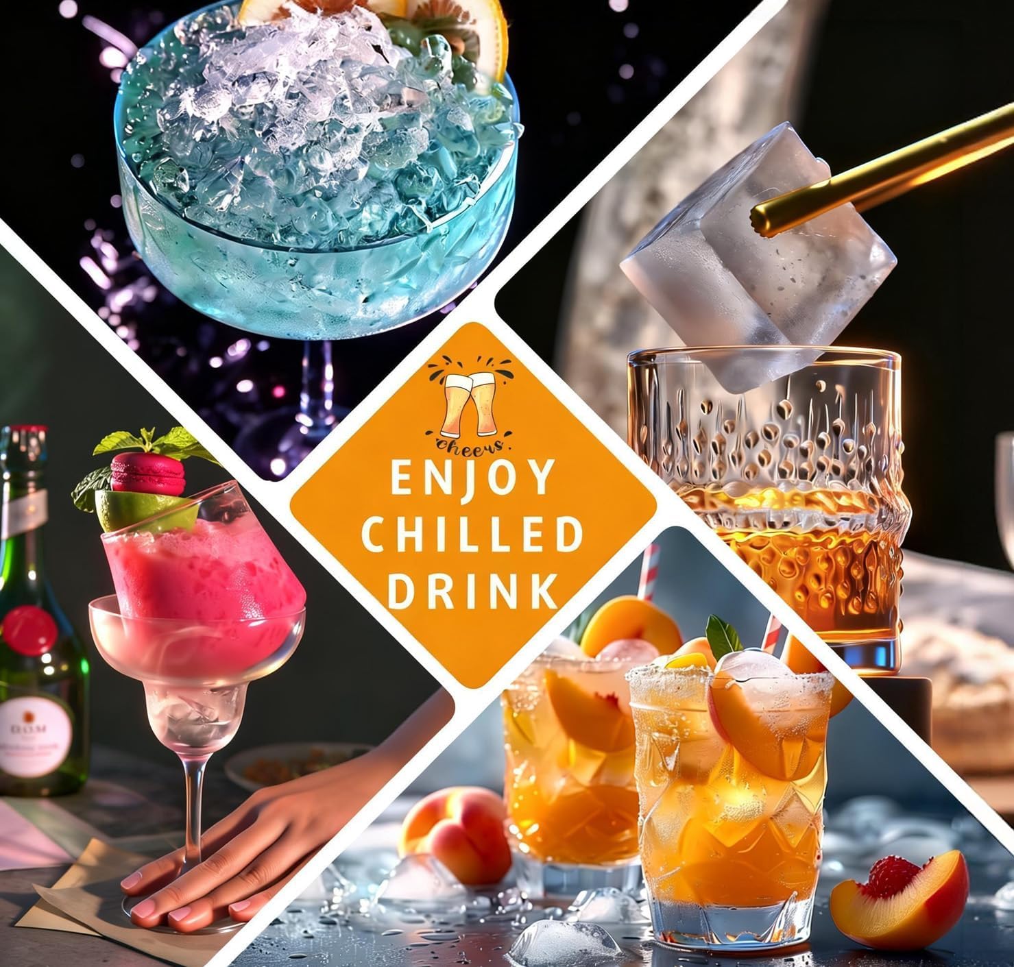2-Pack Large Ice Cube Trays for Whiskey, Stackable & Easy-Release Silicone Square 2-inch Ice Cube Maker Mold with Lid for Freezer, Cocktail, Bourbon, Drinks
