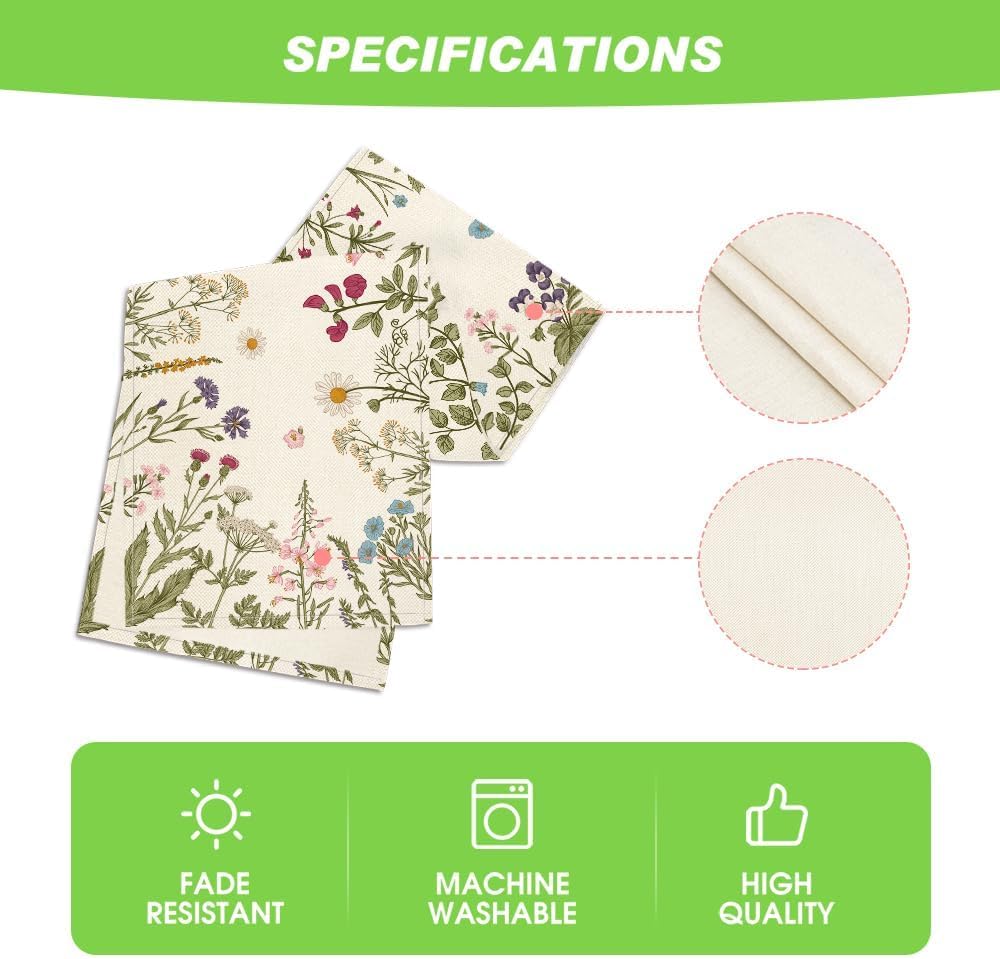 Flowers Spring Table Runner, Seasonal Kitchen Dining Table Decoration for Home Party Decor 13x72 Inch