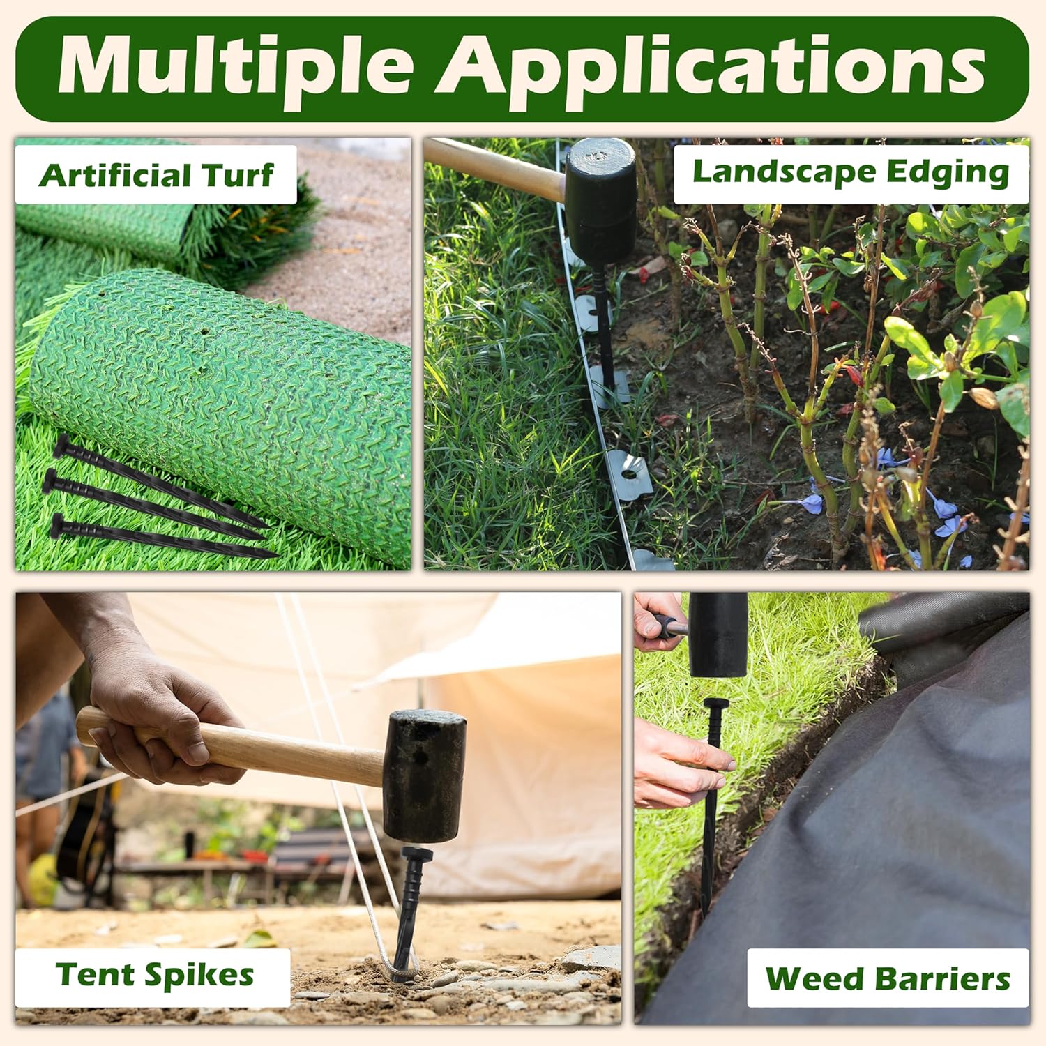 30 pcs Landscape Edging Anchoring Spikes, 6 inches Yard Lawn Paver Edging Stakes for Weed Barrier, Garden Fence, Artificial Turf