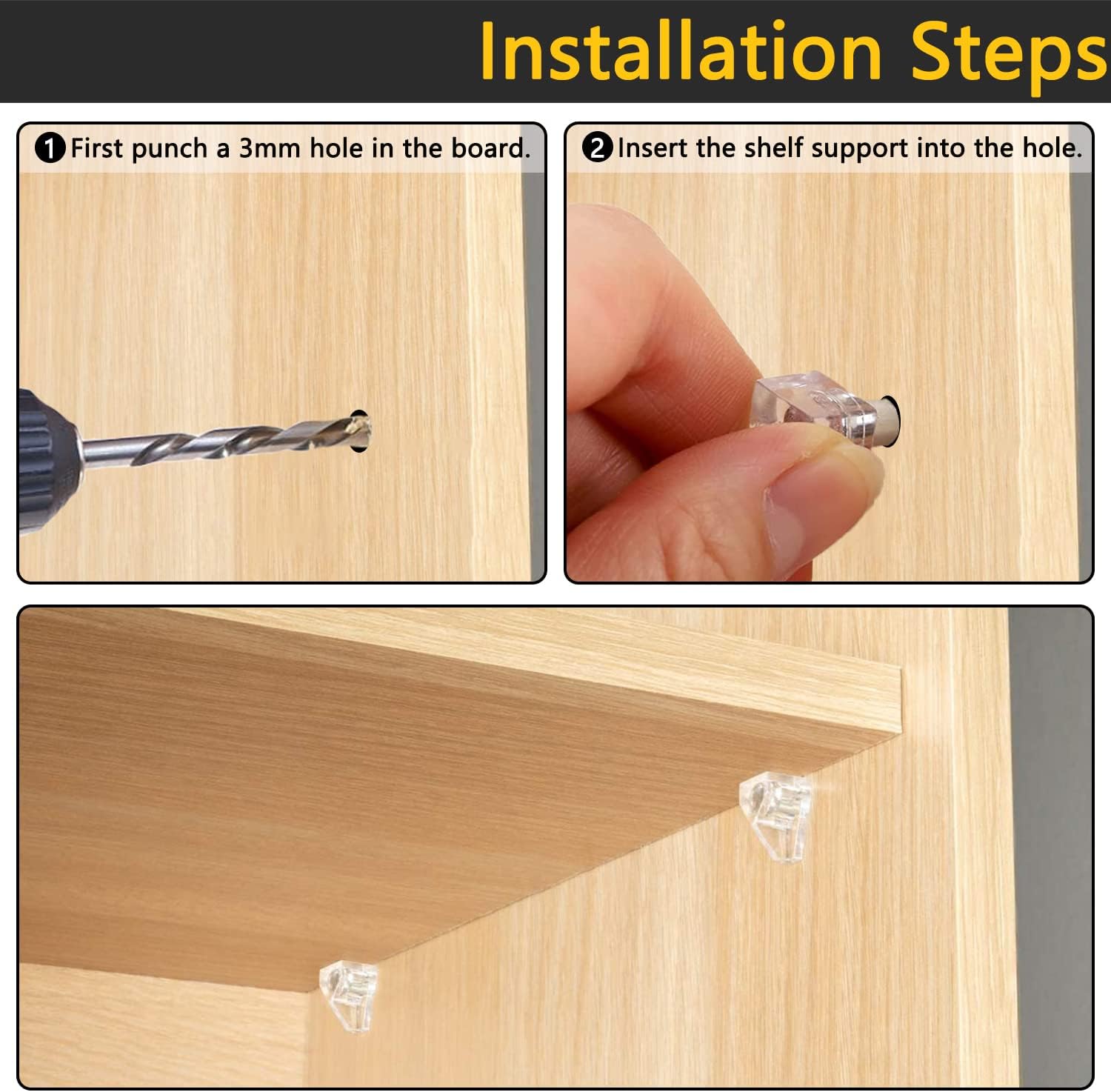 5 Millimeters Shelf Support Peg，Support Cabinet Shelf Pins，Clear Plastic Replacement Peg Cabinet Shelf Supports Pins for Kitchen Furniture Book Shelves Shelf Holder Locking Pins 20 Pieces