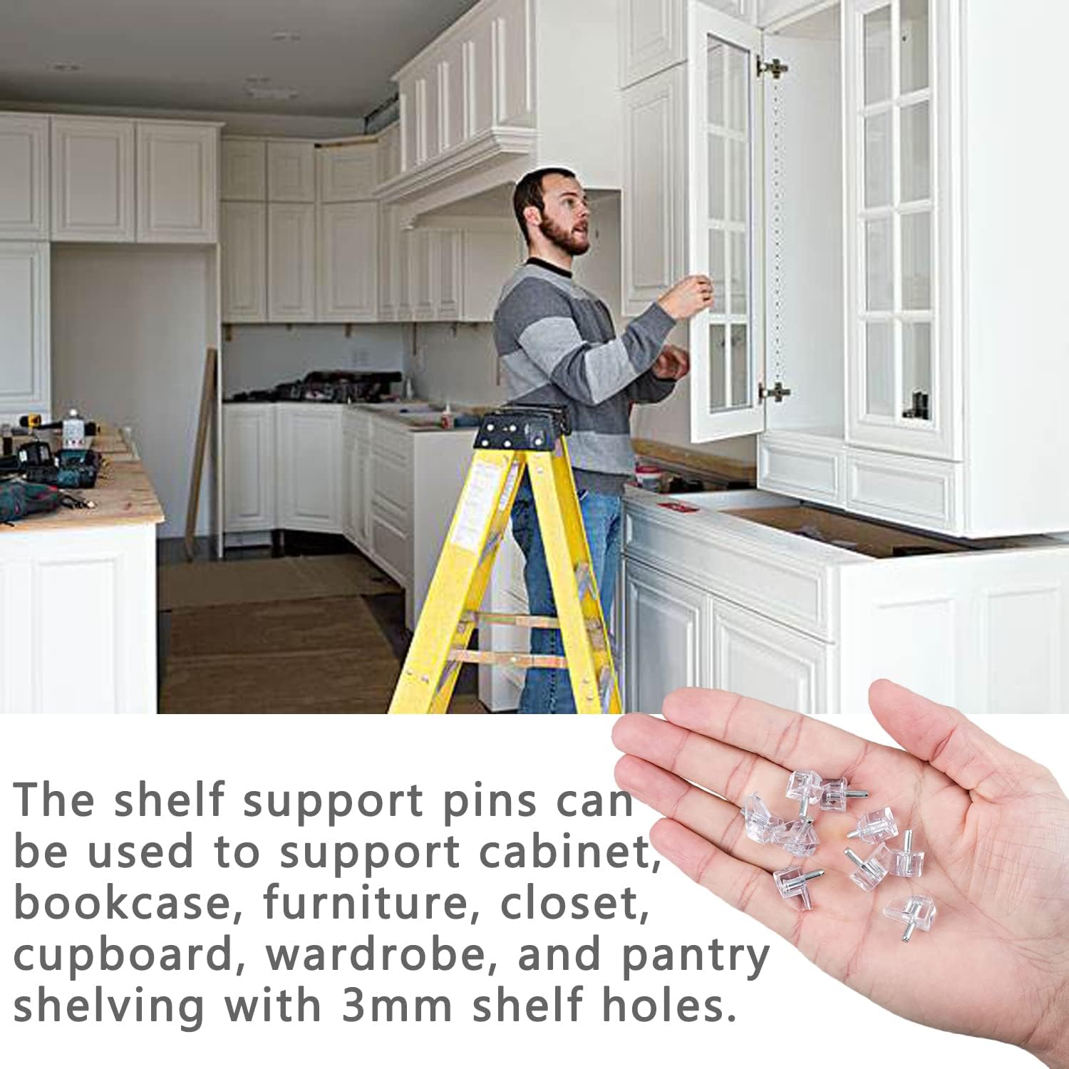 5 Millimeters Shelf Support Peg，Support Cabinet Shelf Pins，Clear Plastic Replacement Peg Cabinet Shelf Supports Pins for Kitchen Furniture Book Shelves Shelf Holder Locking Pins 20 Pieces