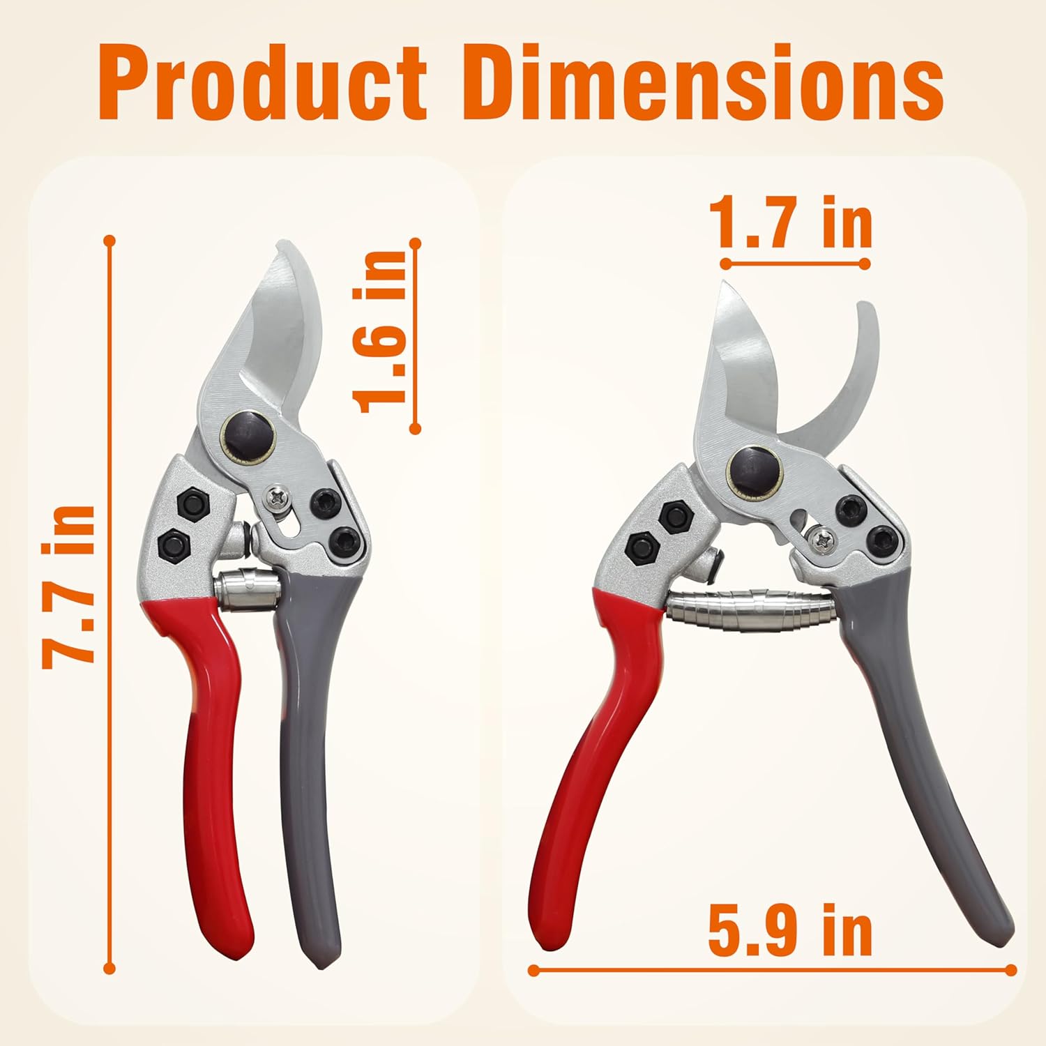 8" Bypass Prunning Shear Garden Scissors, SK5 Sharp Precision Cut Steel Blade Pruner, Blade Lock