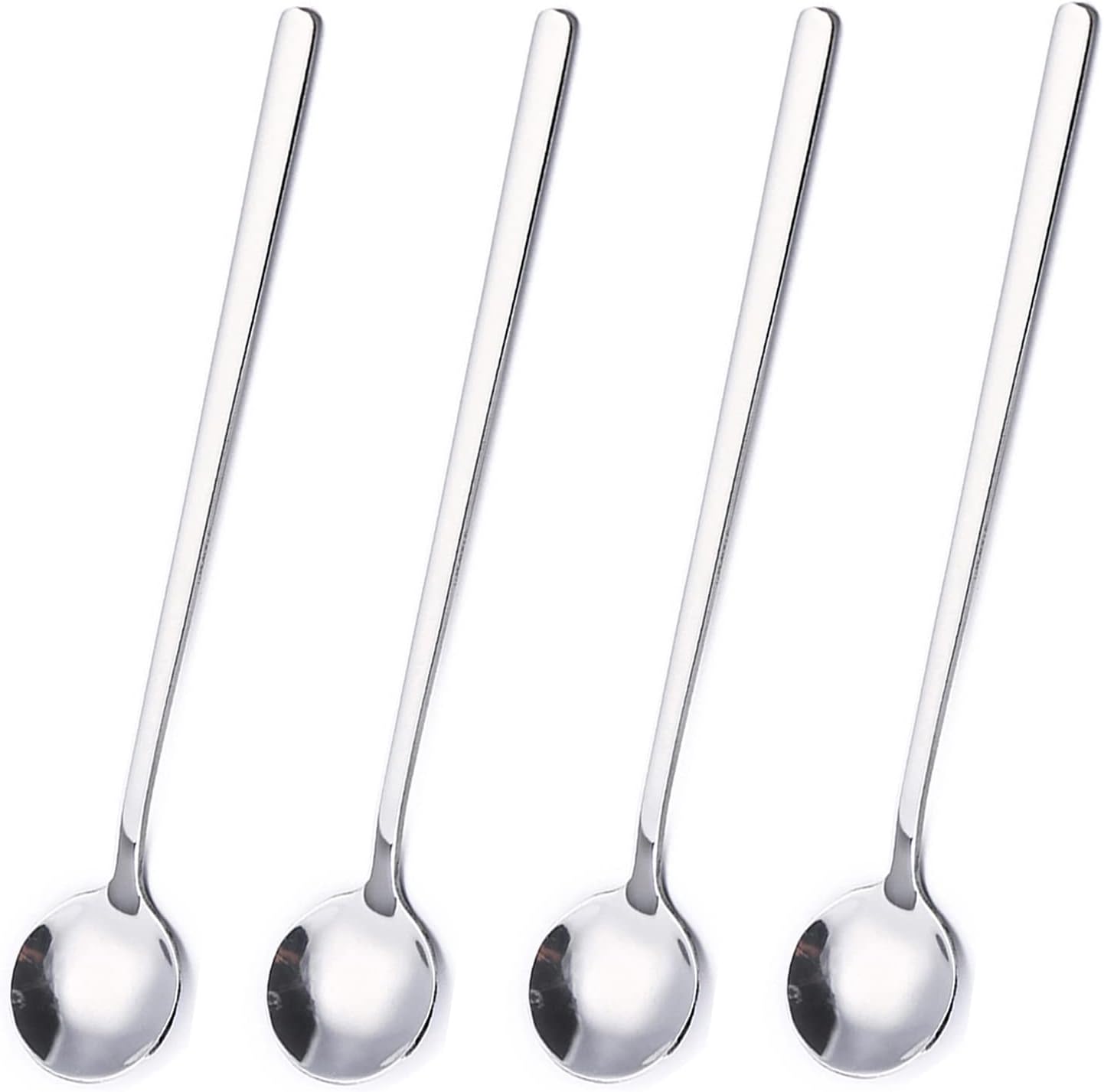 4 Pack Stainless Steel Coffee Spoon, 6.7 Inch Stirring Spoons, Cocktail Stirring Spoons for Coffee Tea Dessert Cake Ice Cream Cappuccino Silver