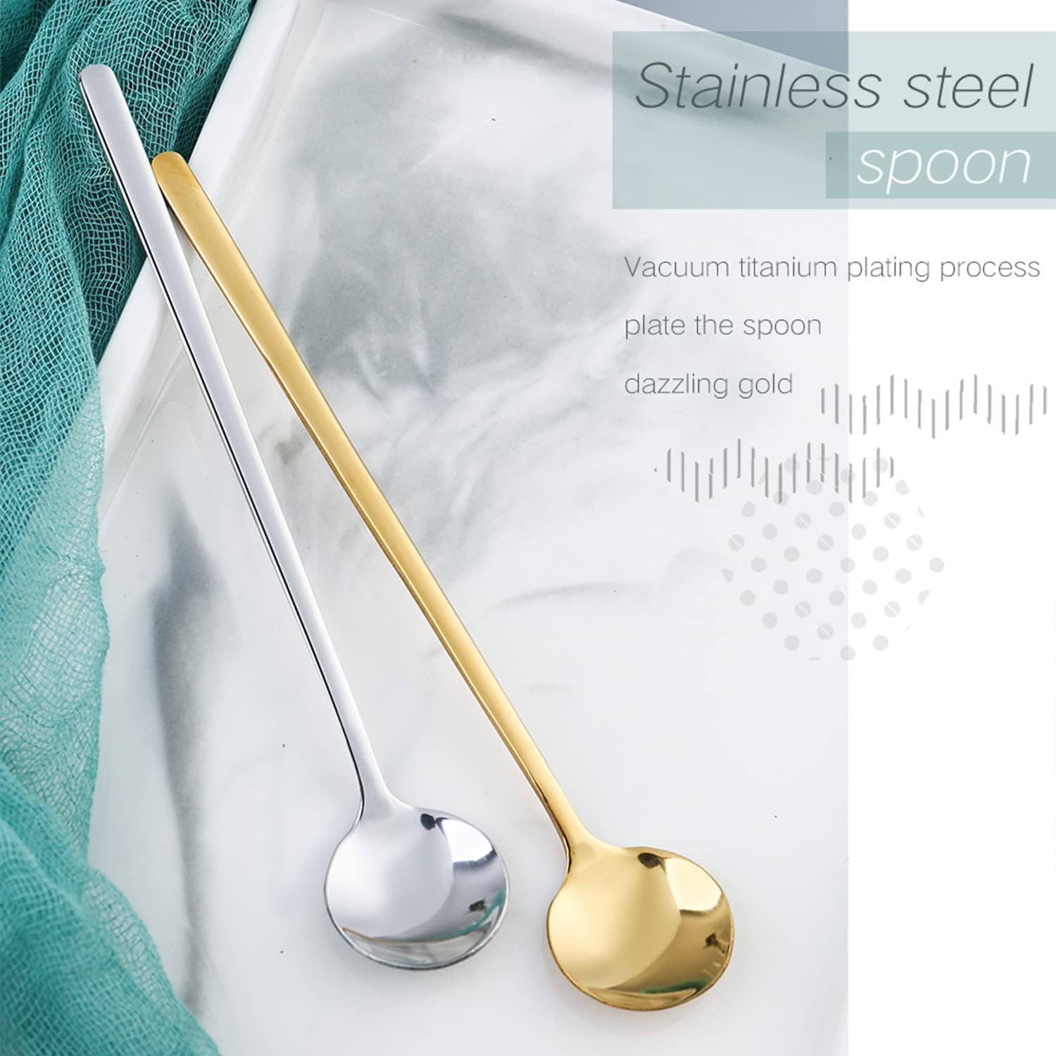 4 Pack Stainless Steel Coffee Spoon, 6.7 Inch Stirring Spoons, Cocktail Stirring Spoons for Coffee Tea Dessert Cake Ice Cream Cappuccino Silver