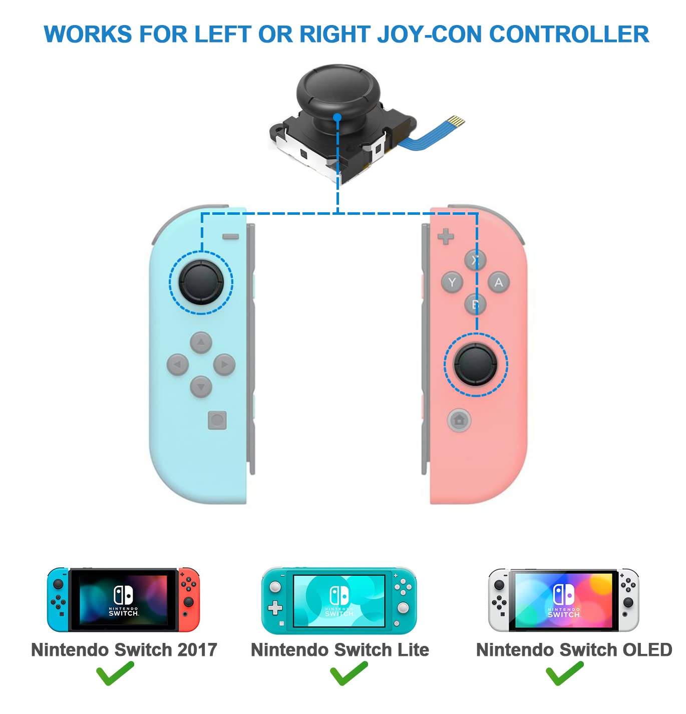 2-Pack Replacement Joystick Analog Thumb Stick Repair Kit for Nintendo Switch / Switch OLED Model / Switch Lite Joy-Con Controller - Drift Fix Tools Y1.5 / +1.5 Screwdriver / Pry Tools