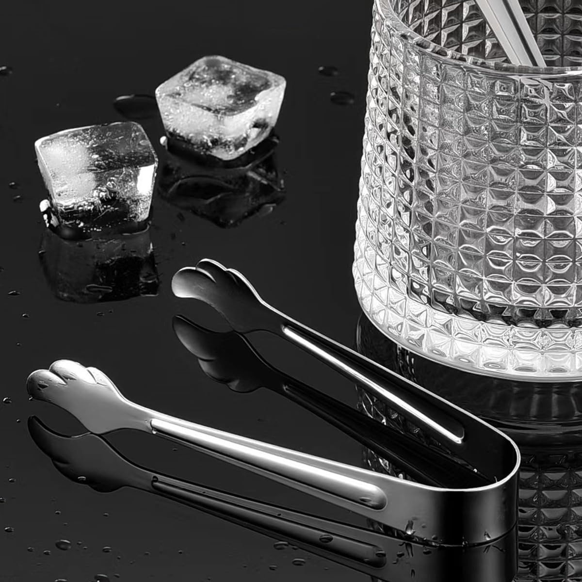 2 Pack Mini Tongs for Appetizer, 4.16 Inch Stainless Steel Ice Tongs Mini Sugar Tongs for Coffee Bar Tea Party Desserts Party Sugar and Ice Bucket Gold