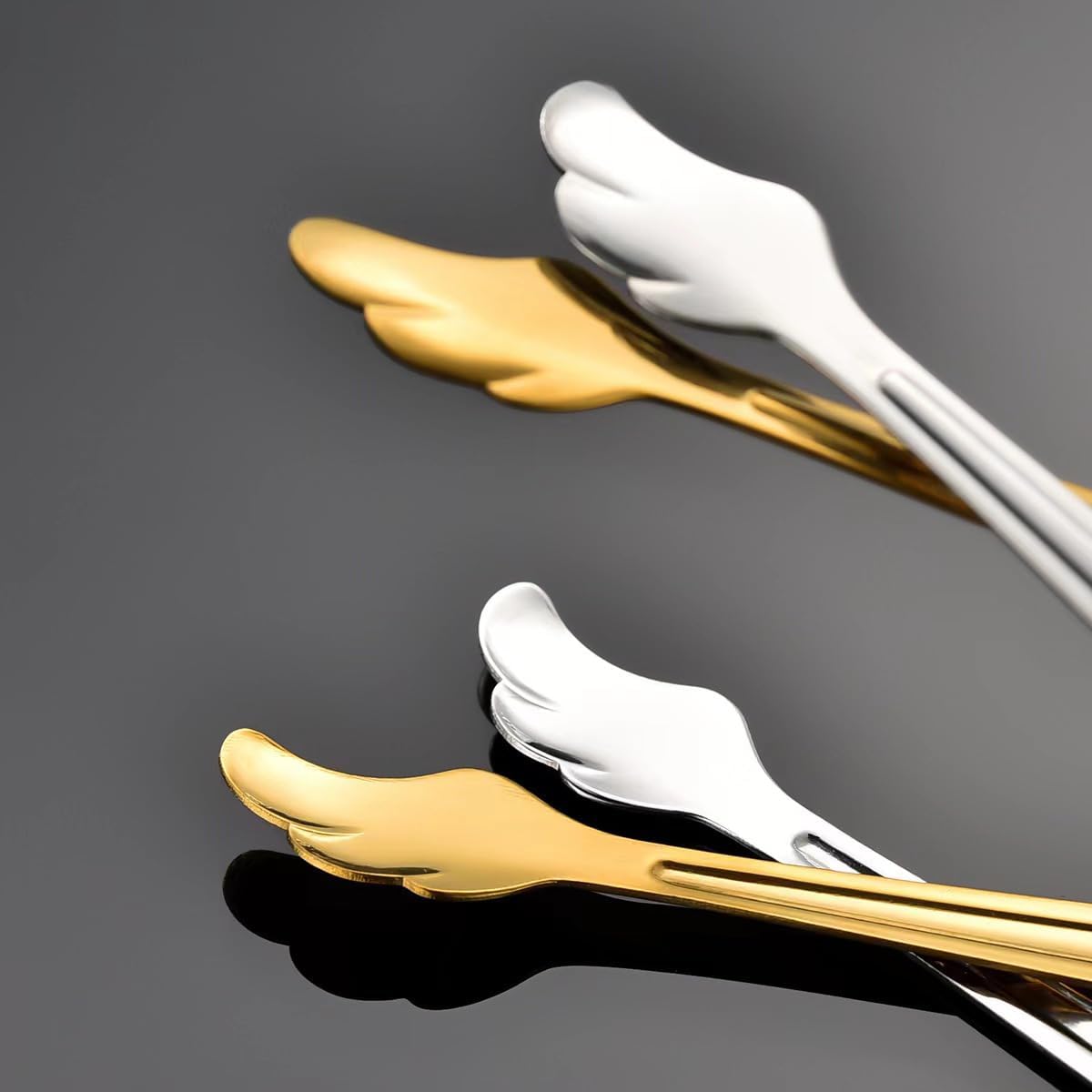 2 Pack Mini Tongs for Appetizer, 4.16 Inch Stainless Steel Ice Tongs Mini Sugar Tongs for Coffee Bar Tea Party Desserts Party Sugar and Ice Bucket Gold