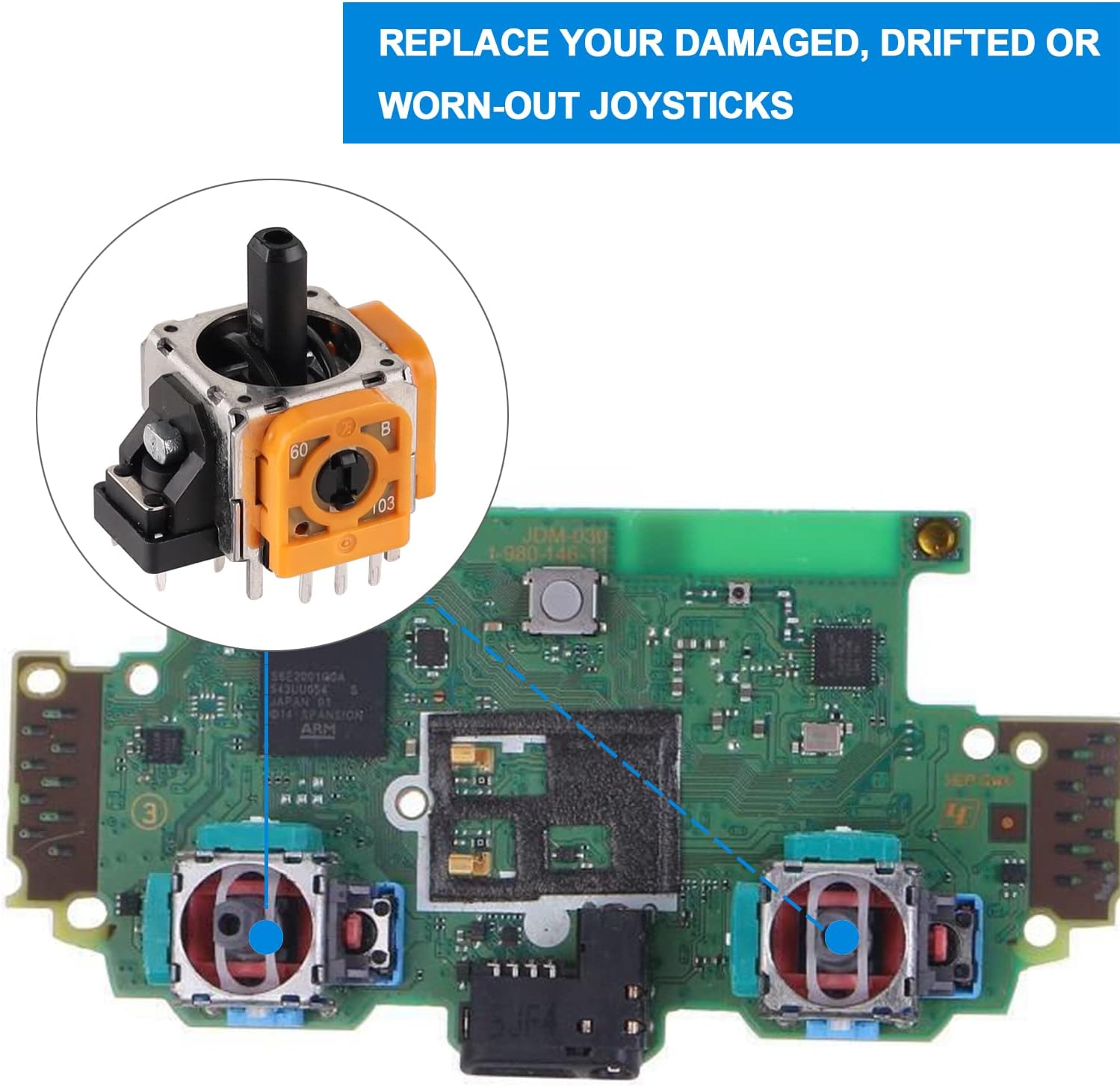 4pcs Joystick Replacement for PS4 Controller, Precision Accurate Thumbsticks Analog Part Stick Drift Fix Repair Kit for PS4 Xbox One Controllers