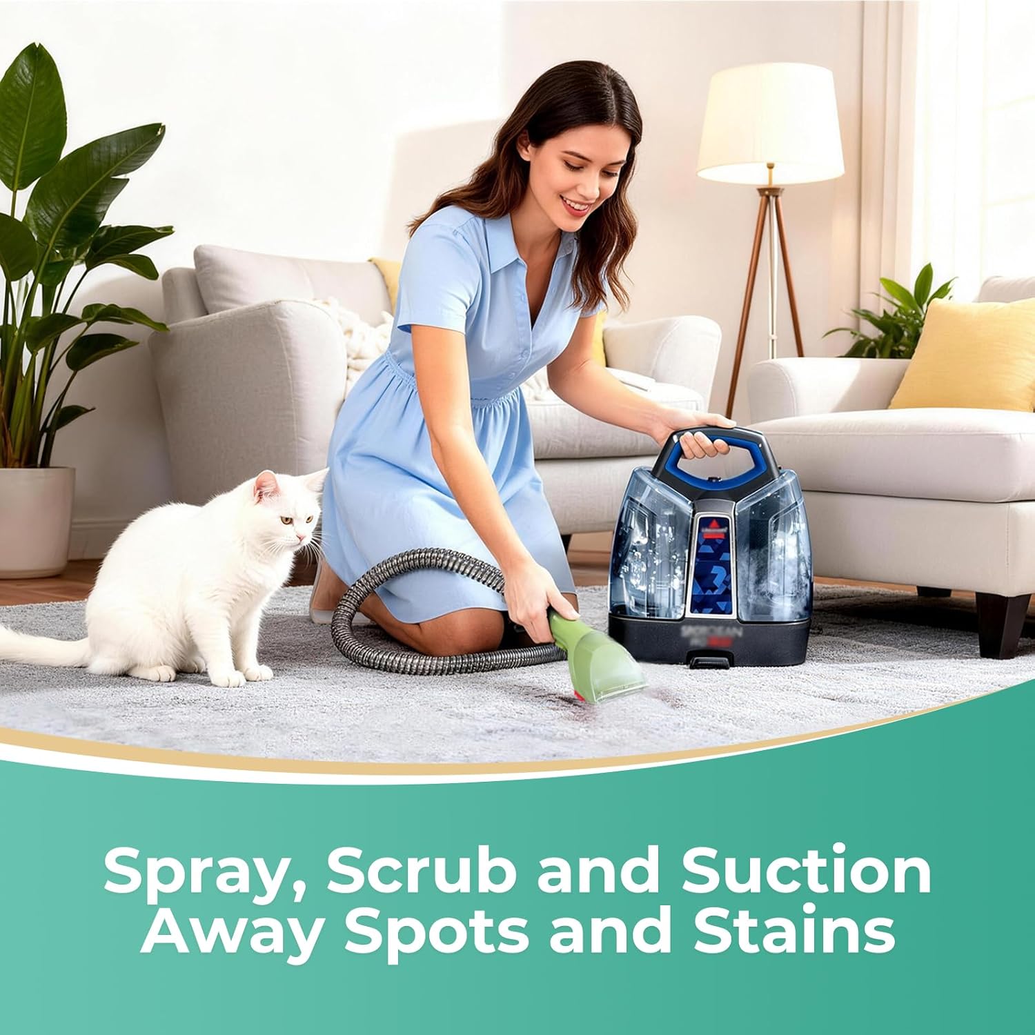 Replacement 3" Tough Stain Brush Tool Compatible with Bissell Little Green Upright & Portable Carpet Cleaners for 1400B, 2513, 3353, 1425, 1400W, 1844, 2290A Series, Green,1 Brush Nozzle Head